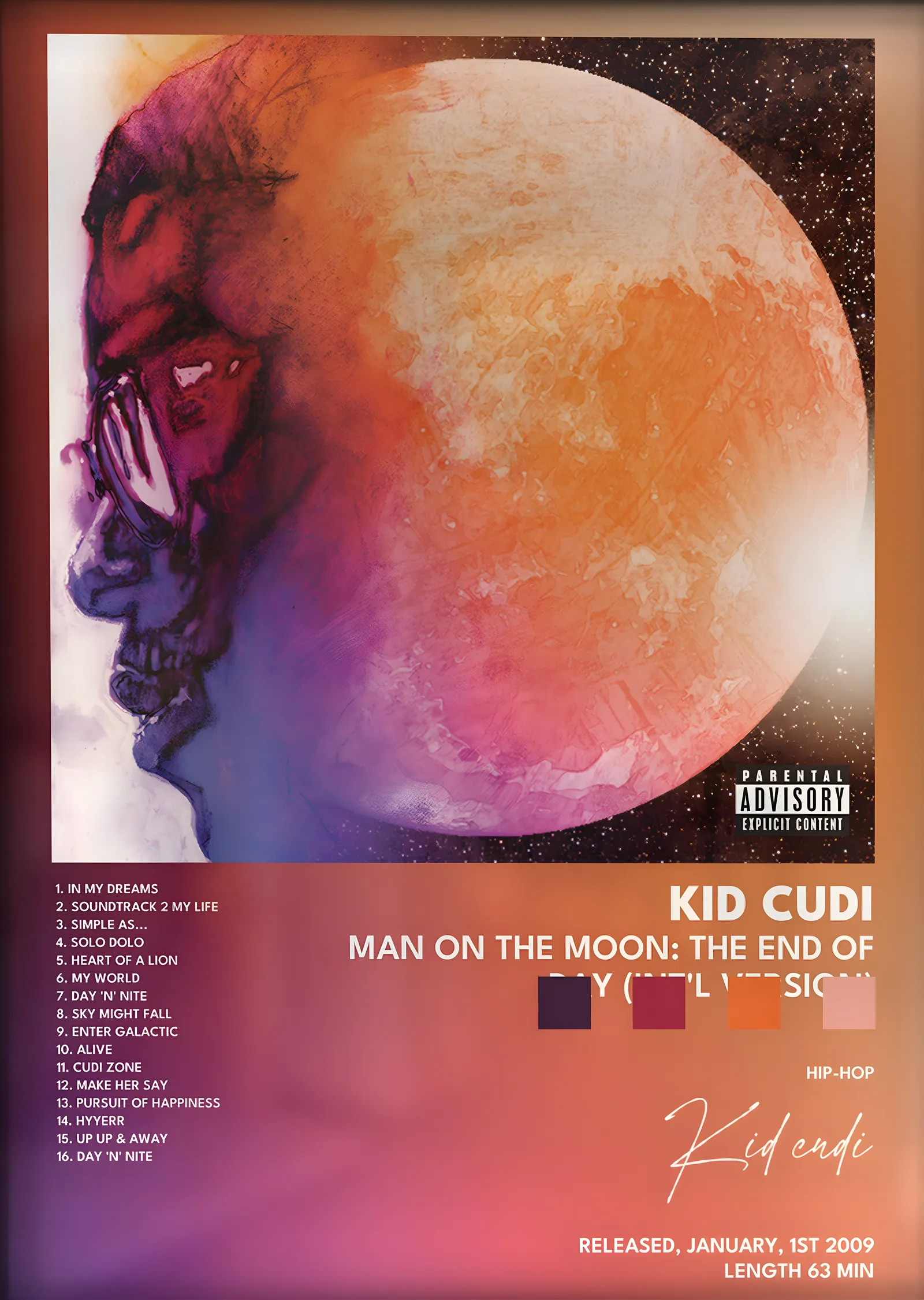 Kid Cudi: Man on the Moon metal tablo