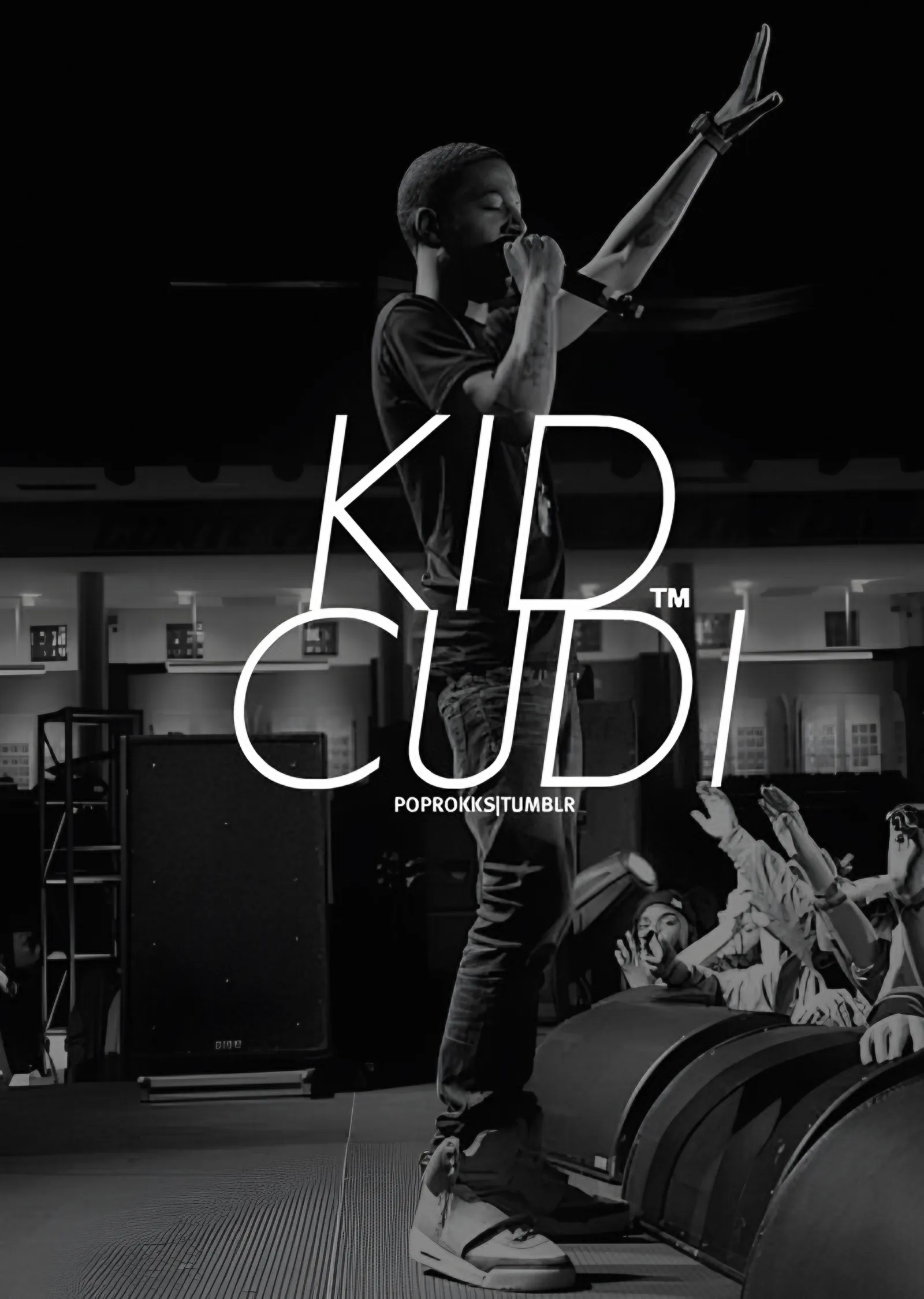 Kid Cudi - Siyah Beyaz Sahne metal tablo