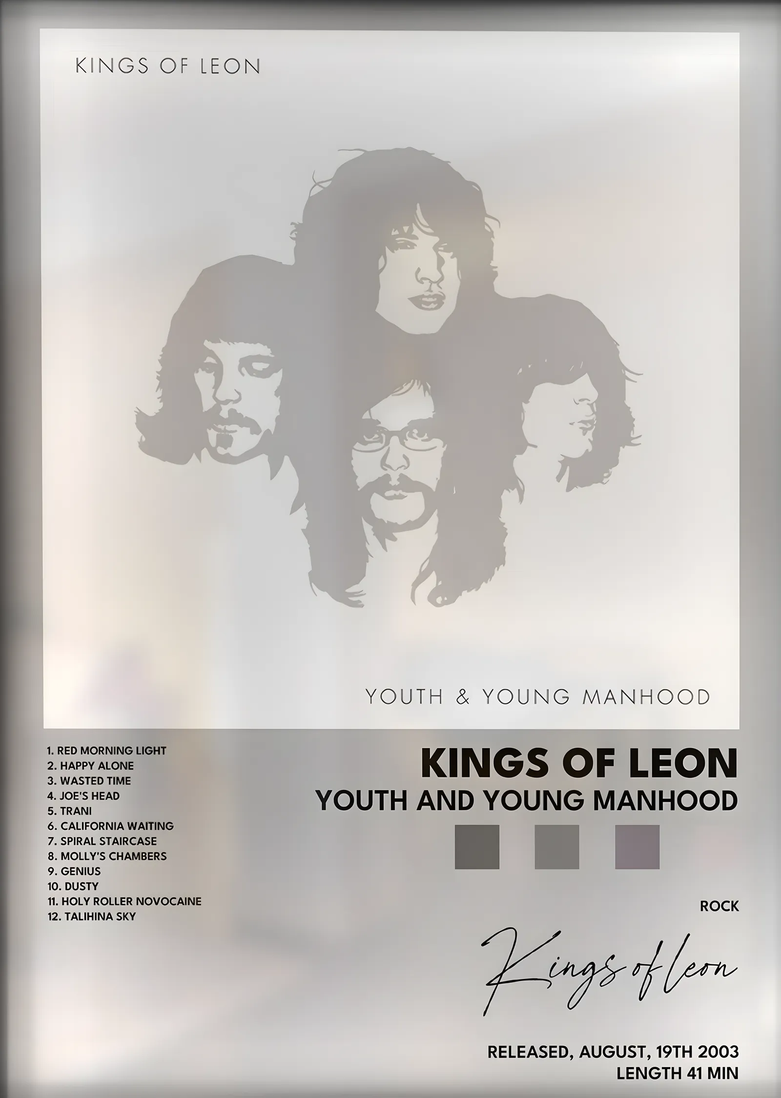 Kings of Leon: Youth and Young Manhood metal tablo