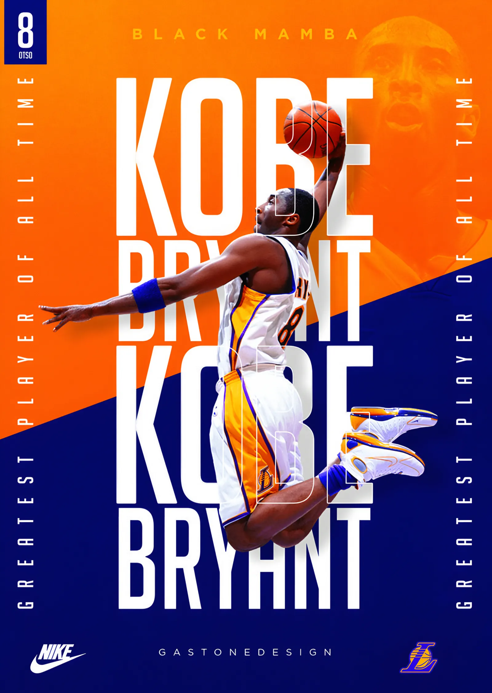 Kobe Bryant: Turuncu Tipografi metal tablo