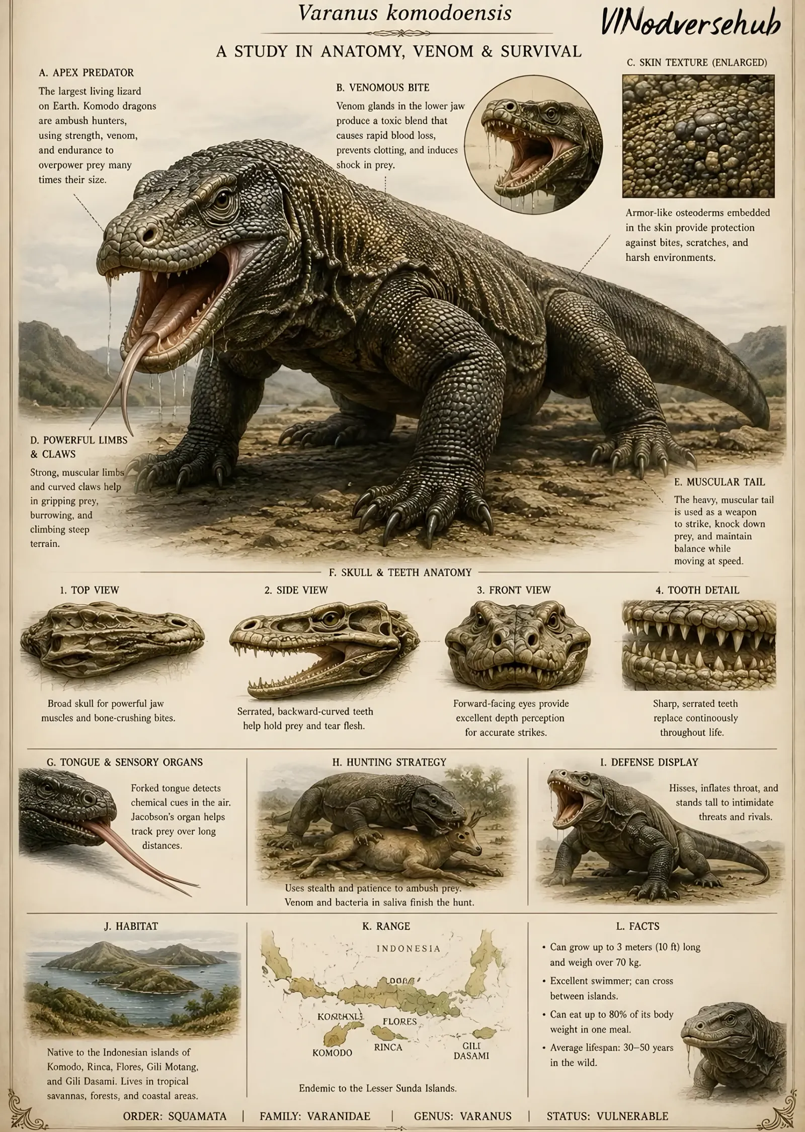 Komodo Ejderi - Bilimsel Levha metal tablo