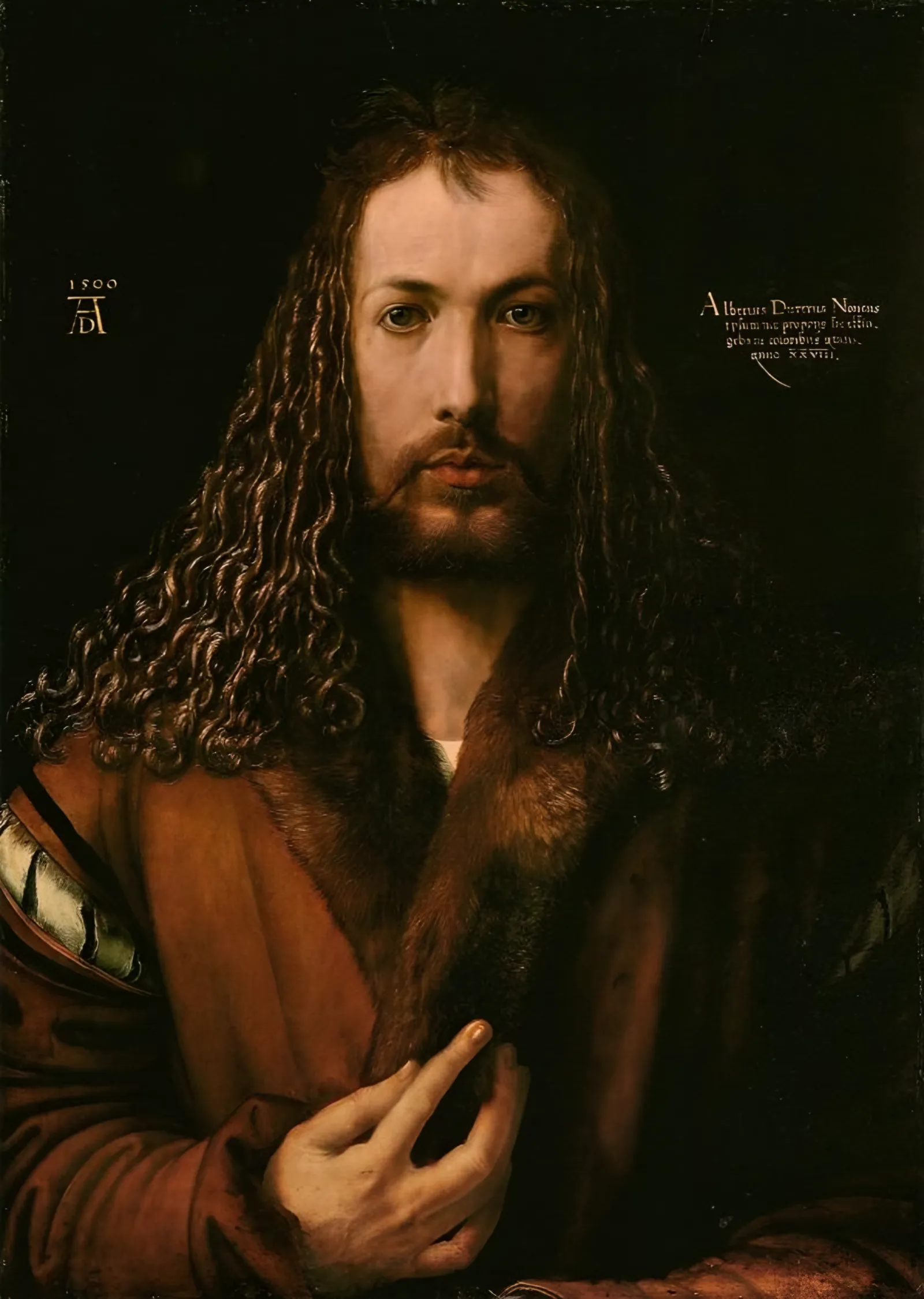 Kürk Yakalı Otoportre - Albrecht Dürer metal tablo
