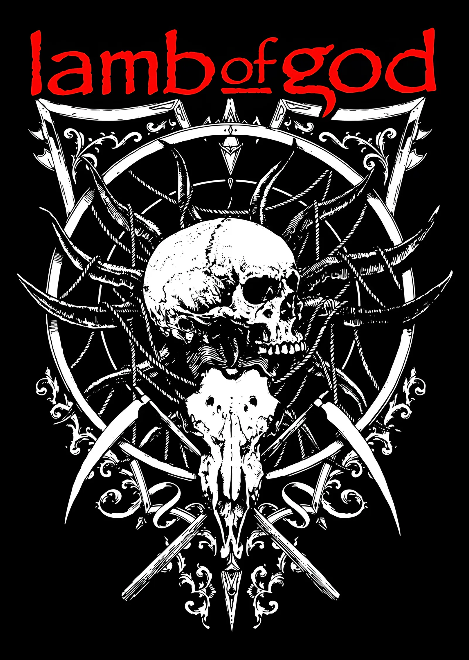 Lamb of God: Pentagramda Kafatası metal tablo