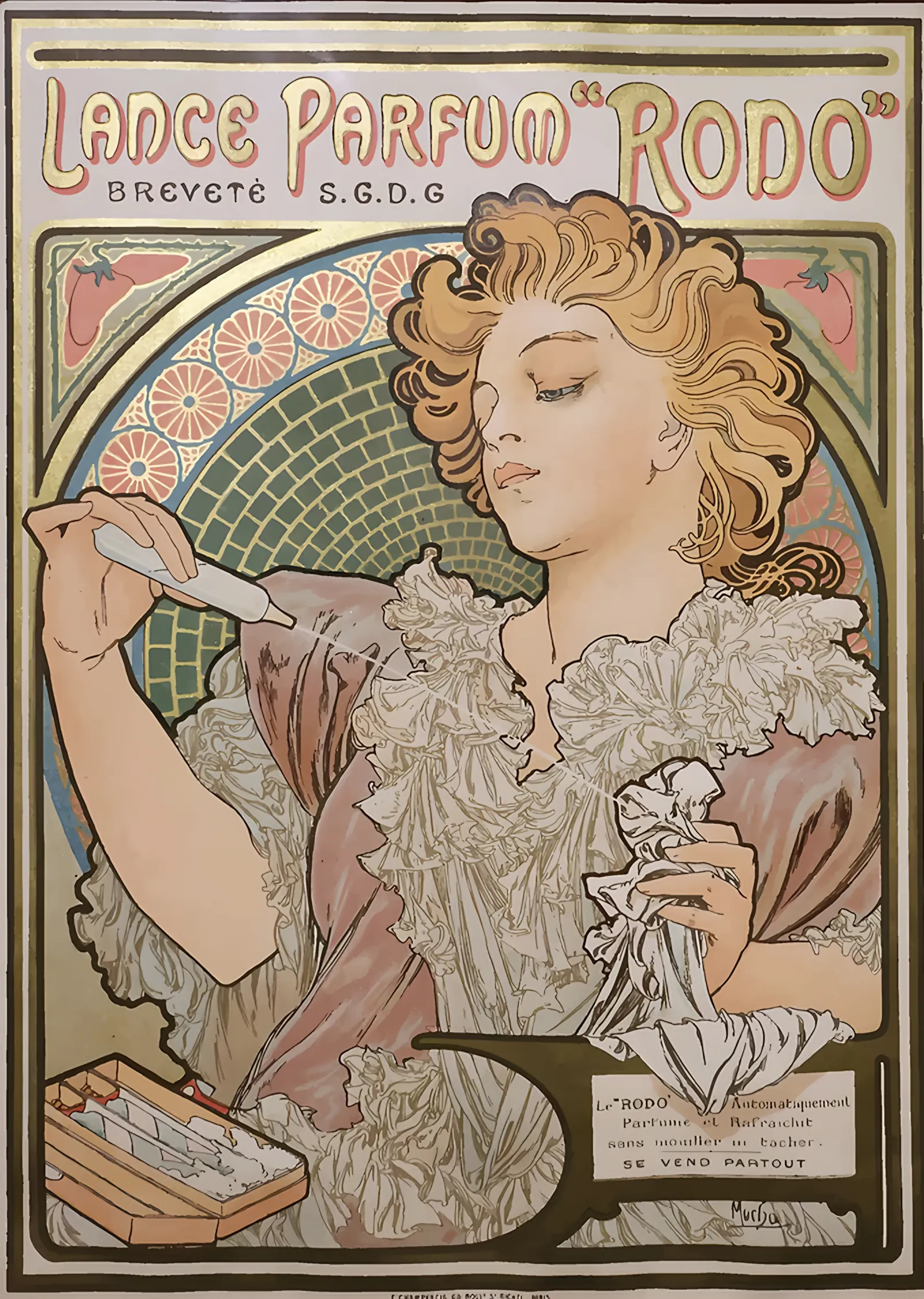 Lance Parfum Rodo - Alphonse Mucha metal tablo