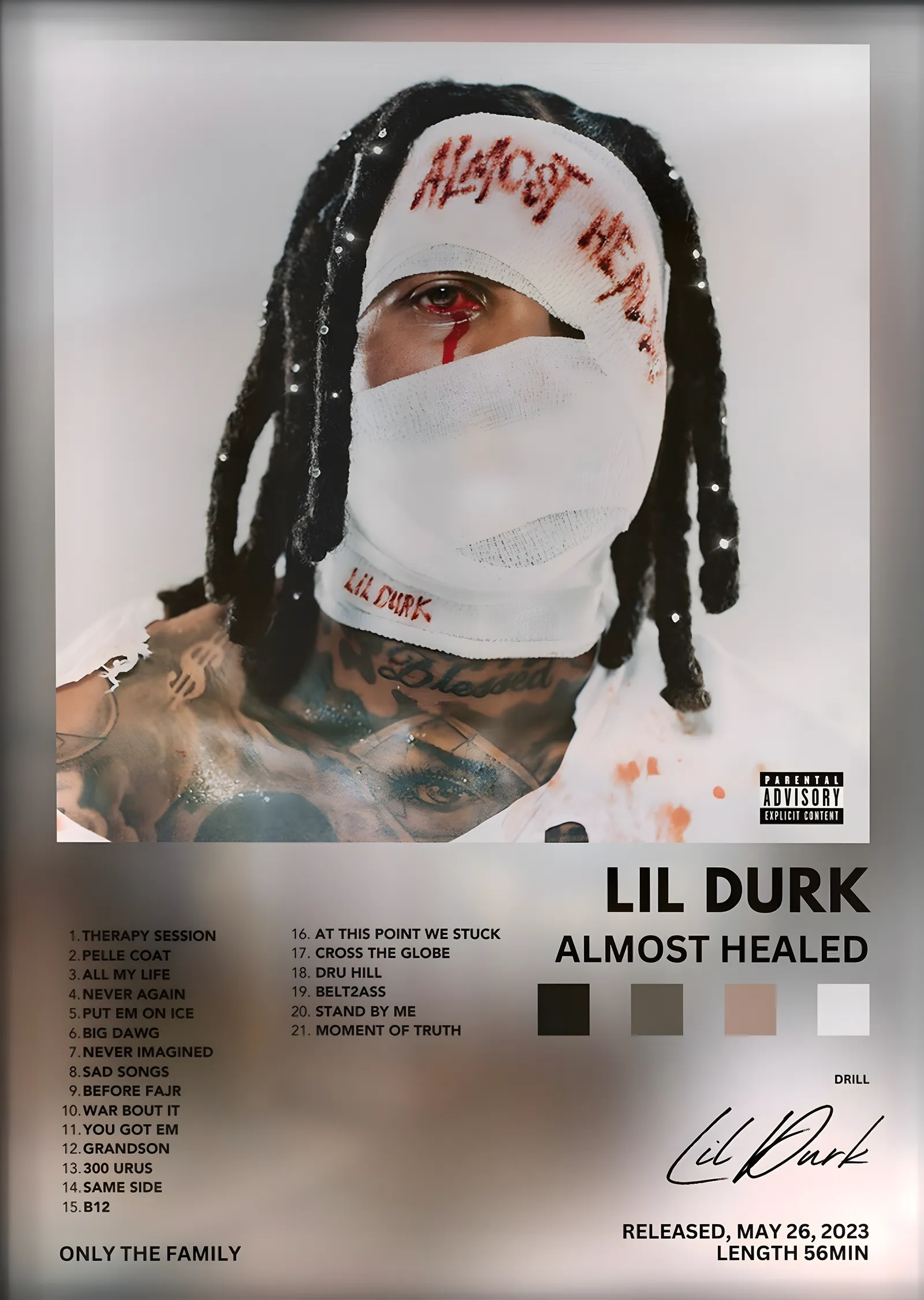 Lil Durk: Almost Healed metal tablo