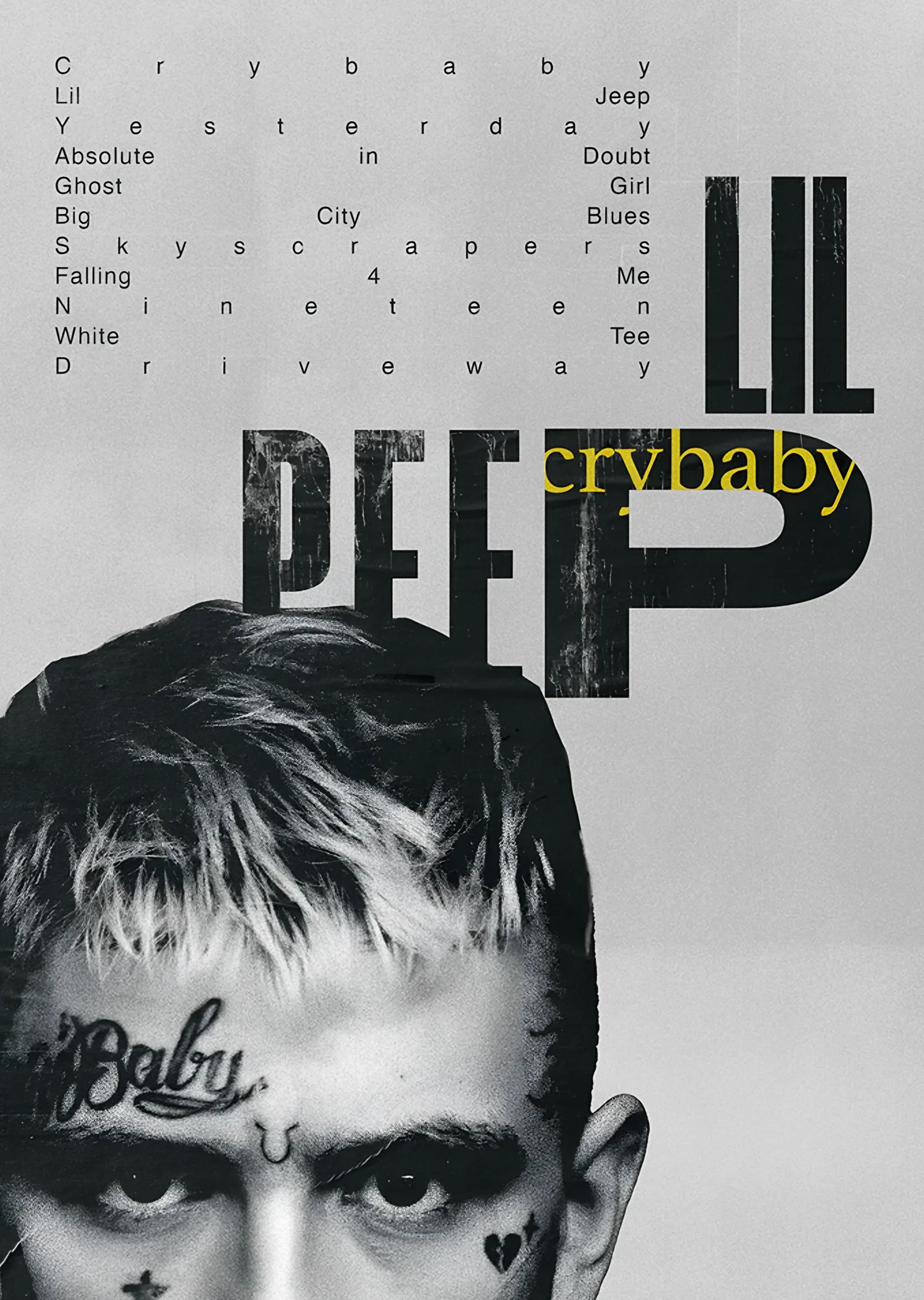 Lil Peep - Crybaby Tipografi metal tablo