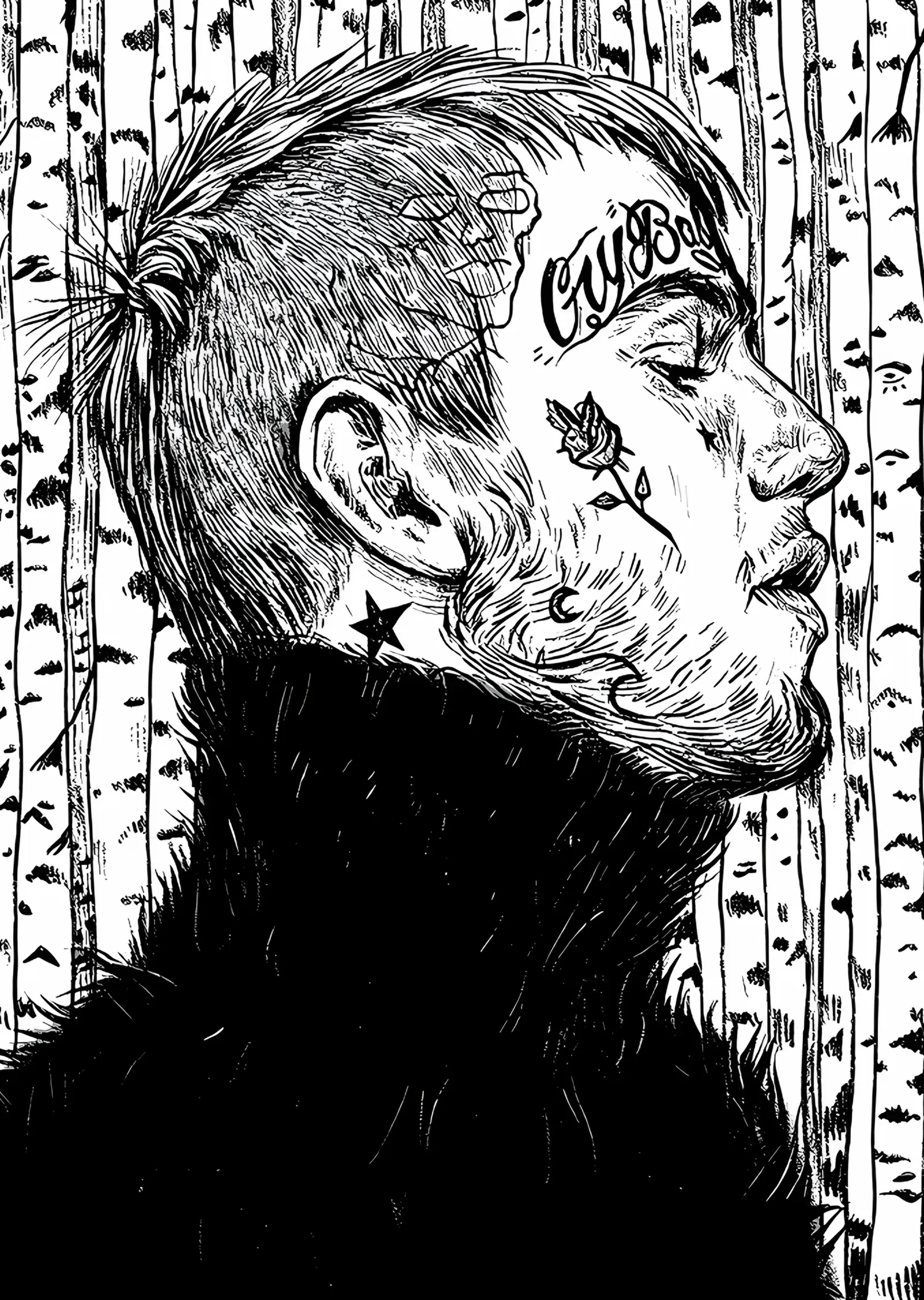 Lil Peep - Mürekkep Çizim metal tablo