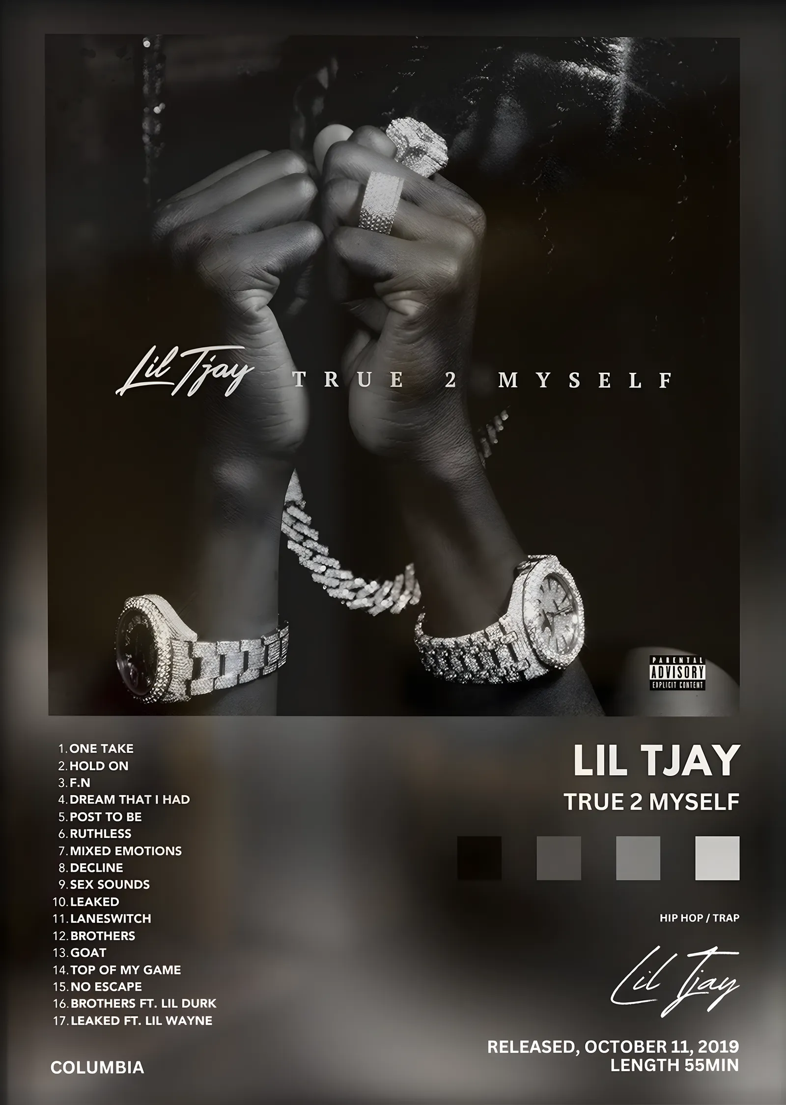 Lil Tjay: True 2 Myself metal tablo