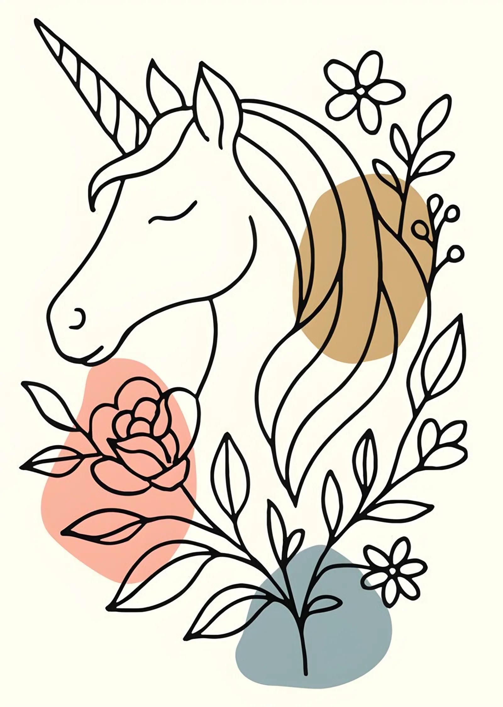 Line Art Unicorn metal tablo