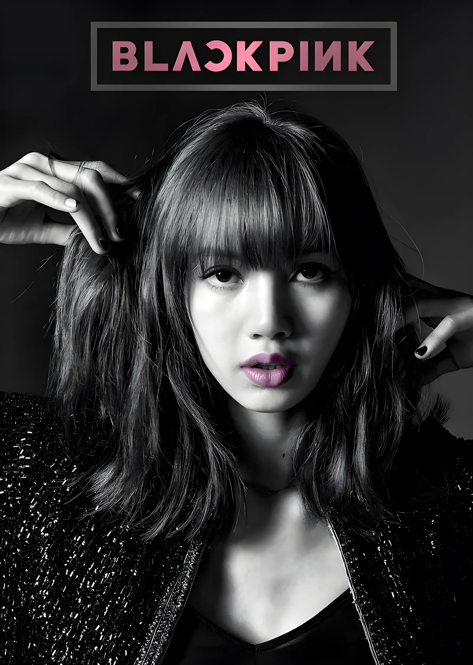 Lisa: BLACKPINK Monokrom Kare metal tablo