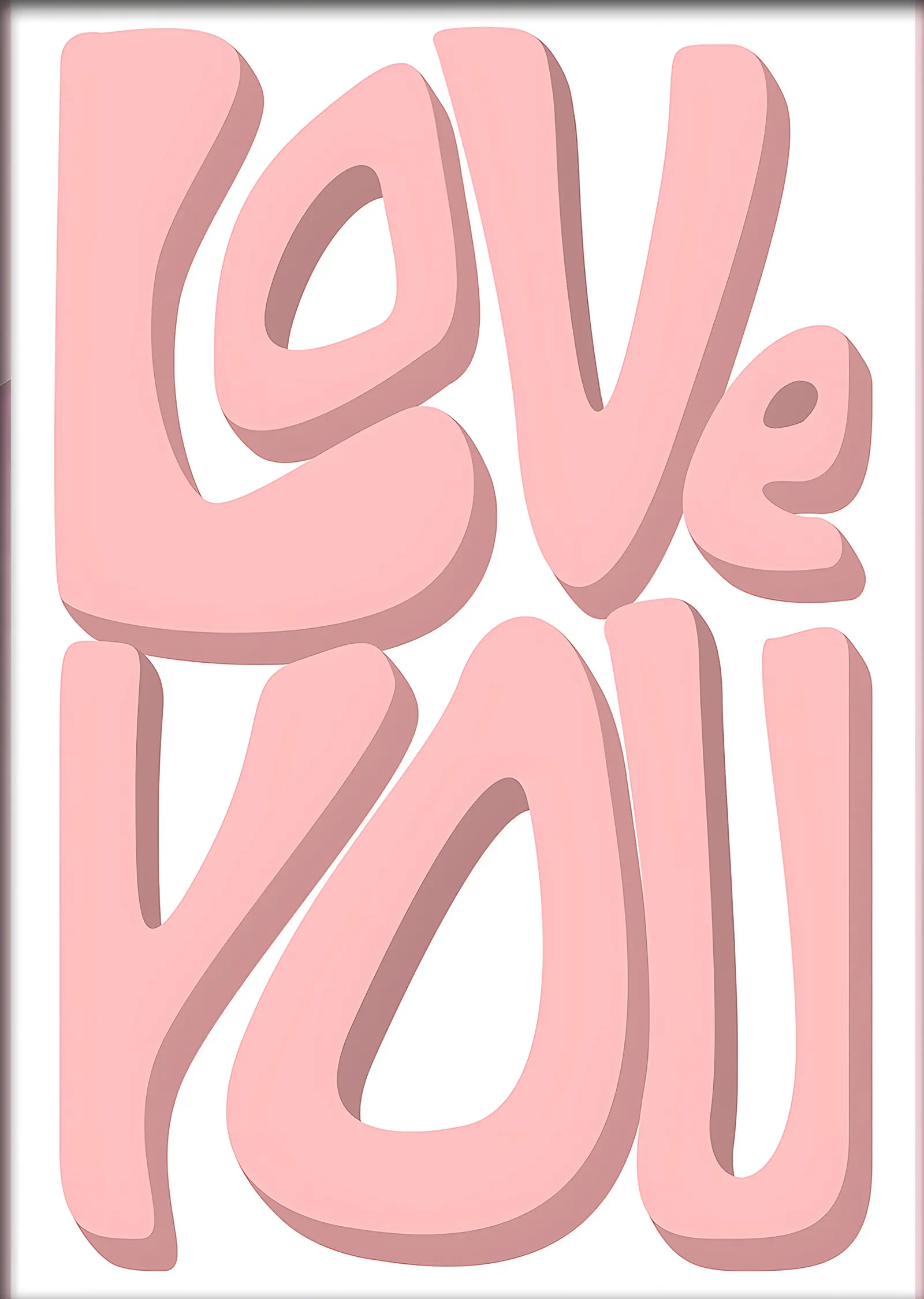 Love You Pembe Balon Harfler metal tablo