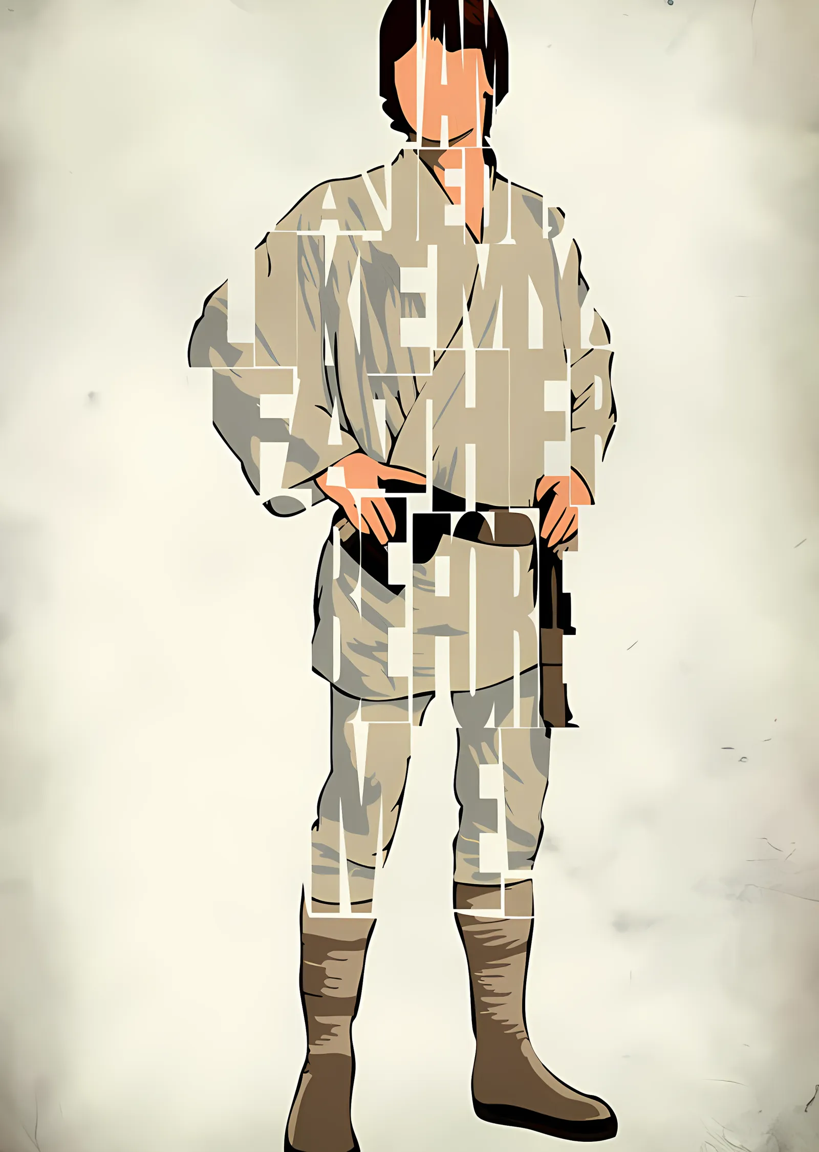 Luke Skywalker - Tipografi Portre metal tablo