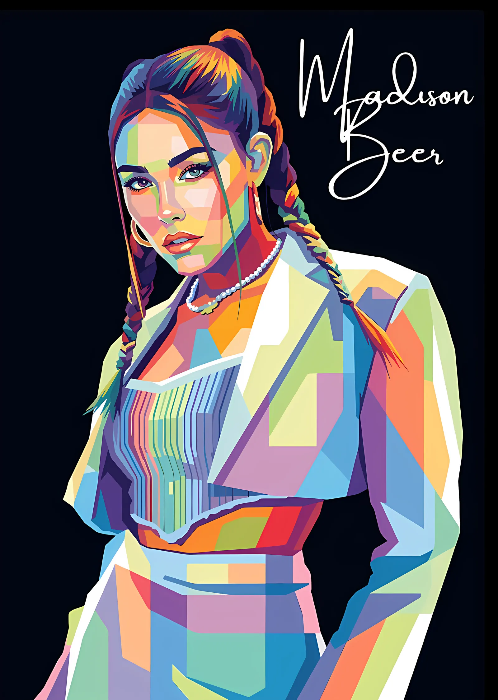 Madison Beer: Örgülü WPAP metal tablo