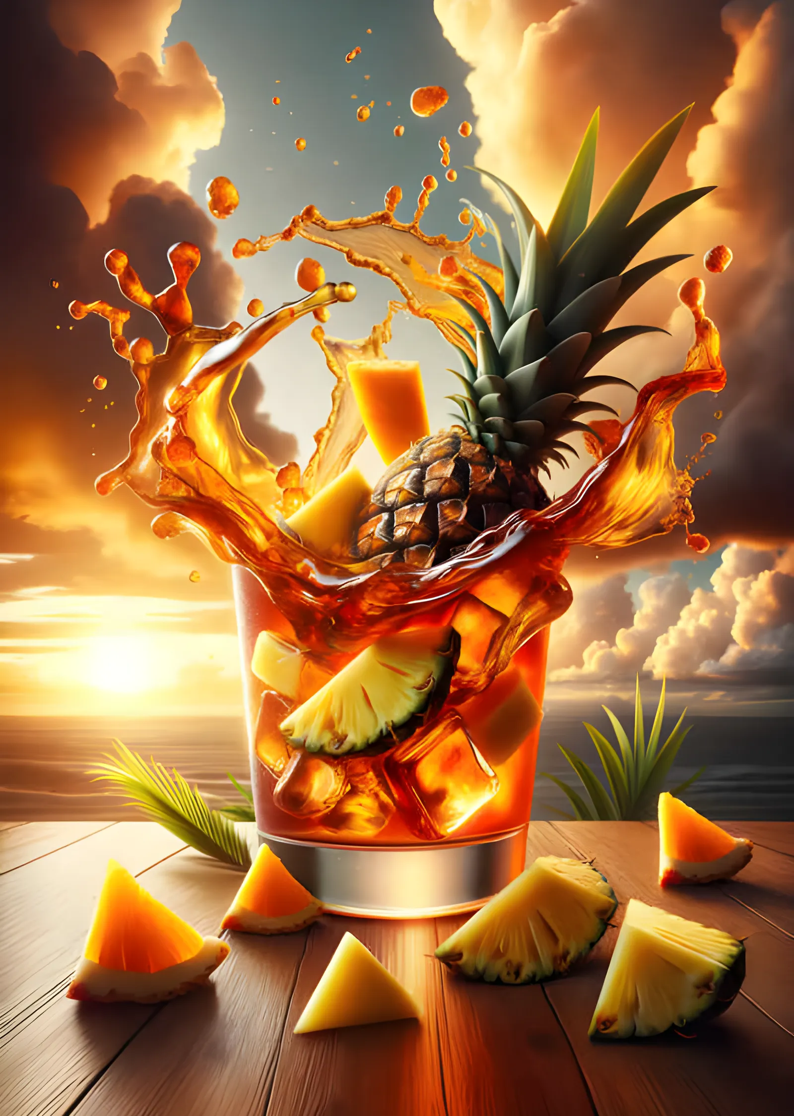 Mai Tai - Ananaslı Kokteyl Sıçraması metal tablo