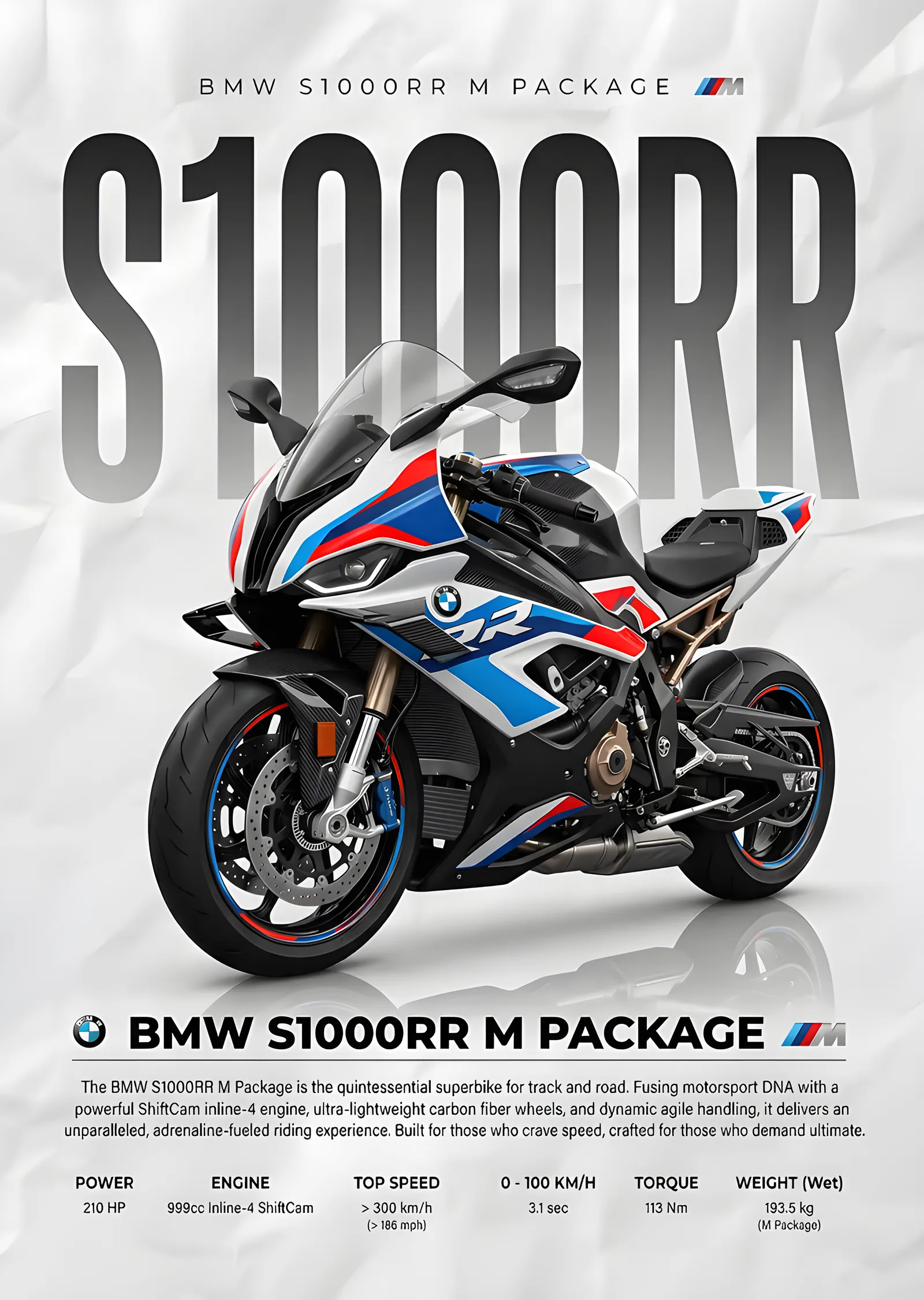 BMW S1000RR - M Package Teknik Afişi metal tablo
