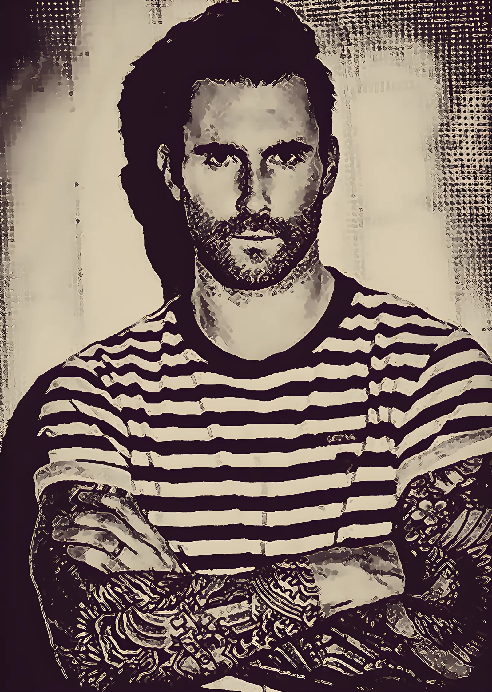 Adam Levine - Çizgili Tişört Portresi metal tablo