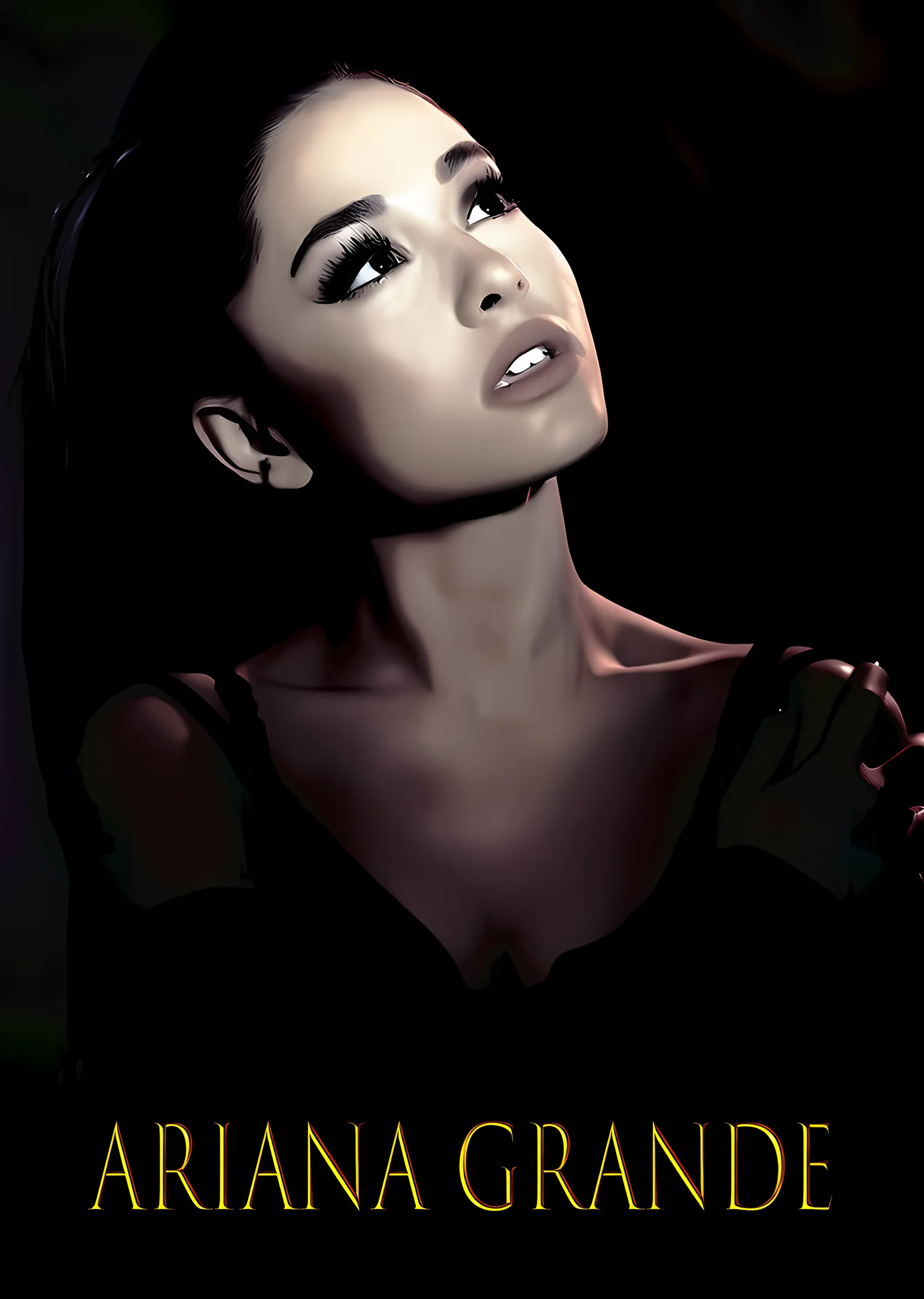 Ariana Grande - Siyah Zeminde Portre metal tablo