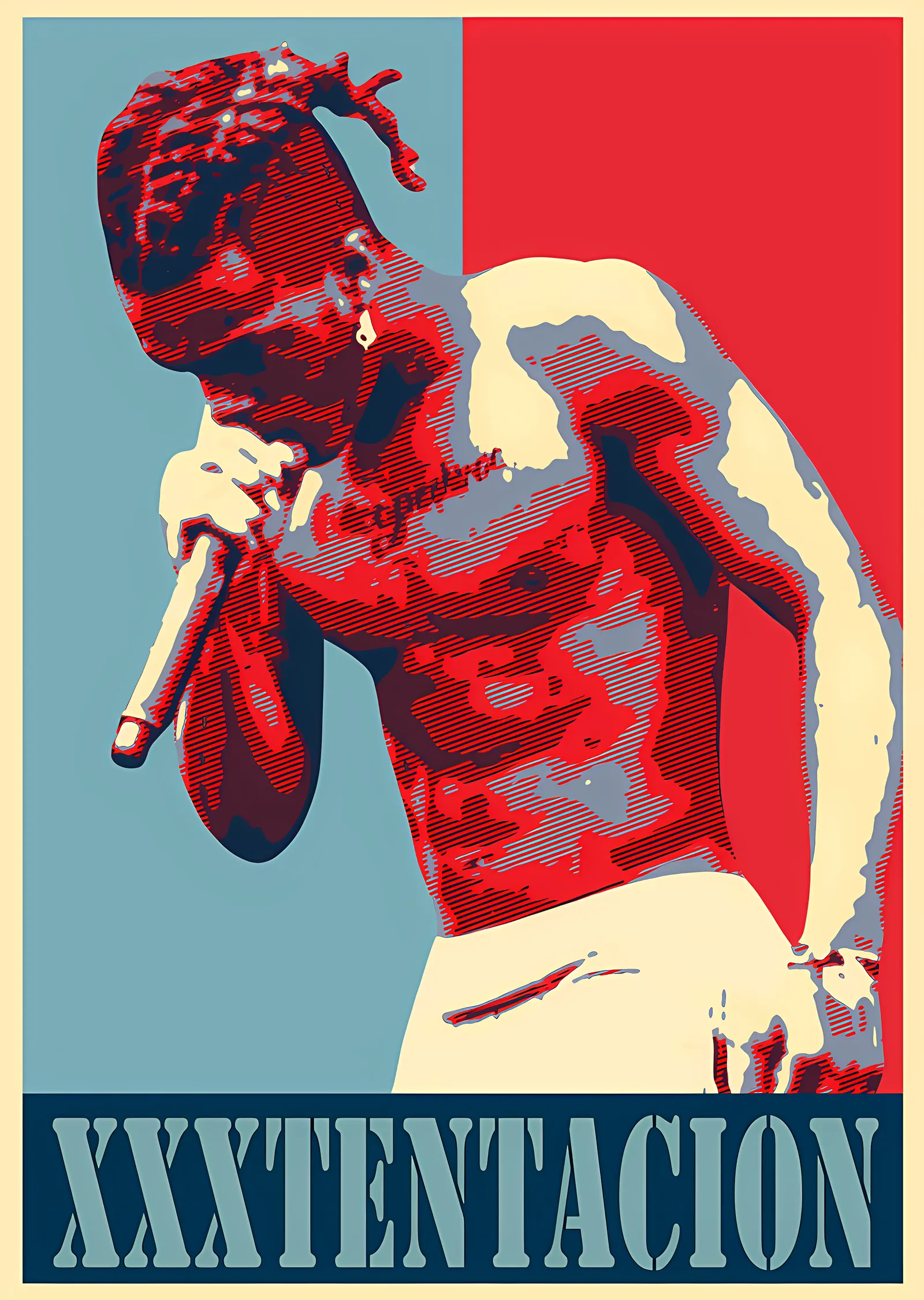 XXXTentacion - Kırmızı Poster Portre metal tablo