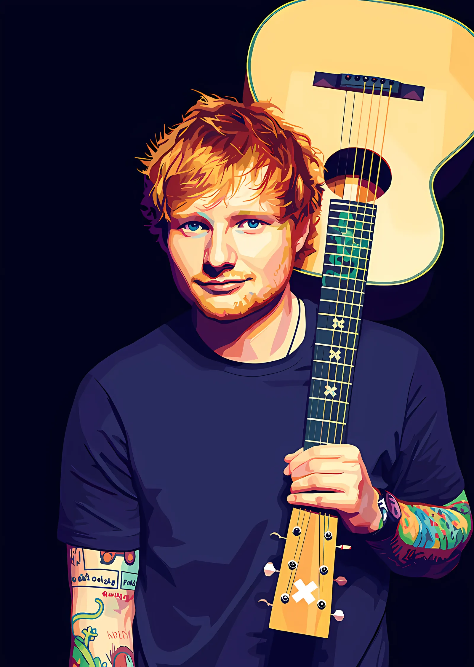 Ed Sheeran - Akustik Gitarla Portre metal tablo