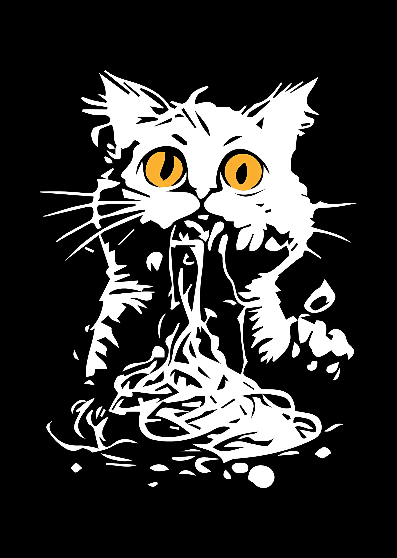 Beyaz Kedi - Grafik metal tablo