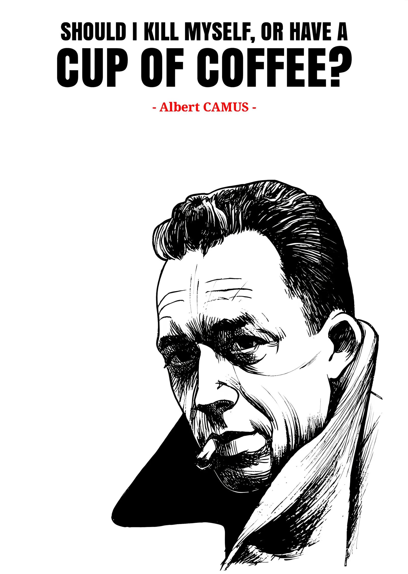 Albert Camus - Bir Fincan Kahve metal tablo