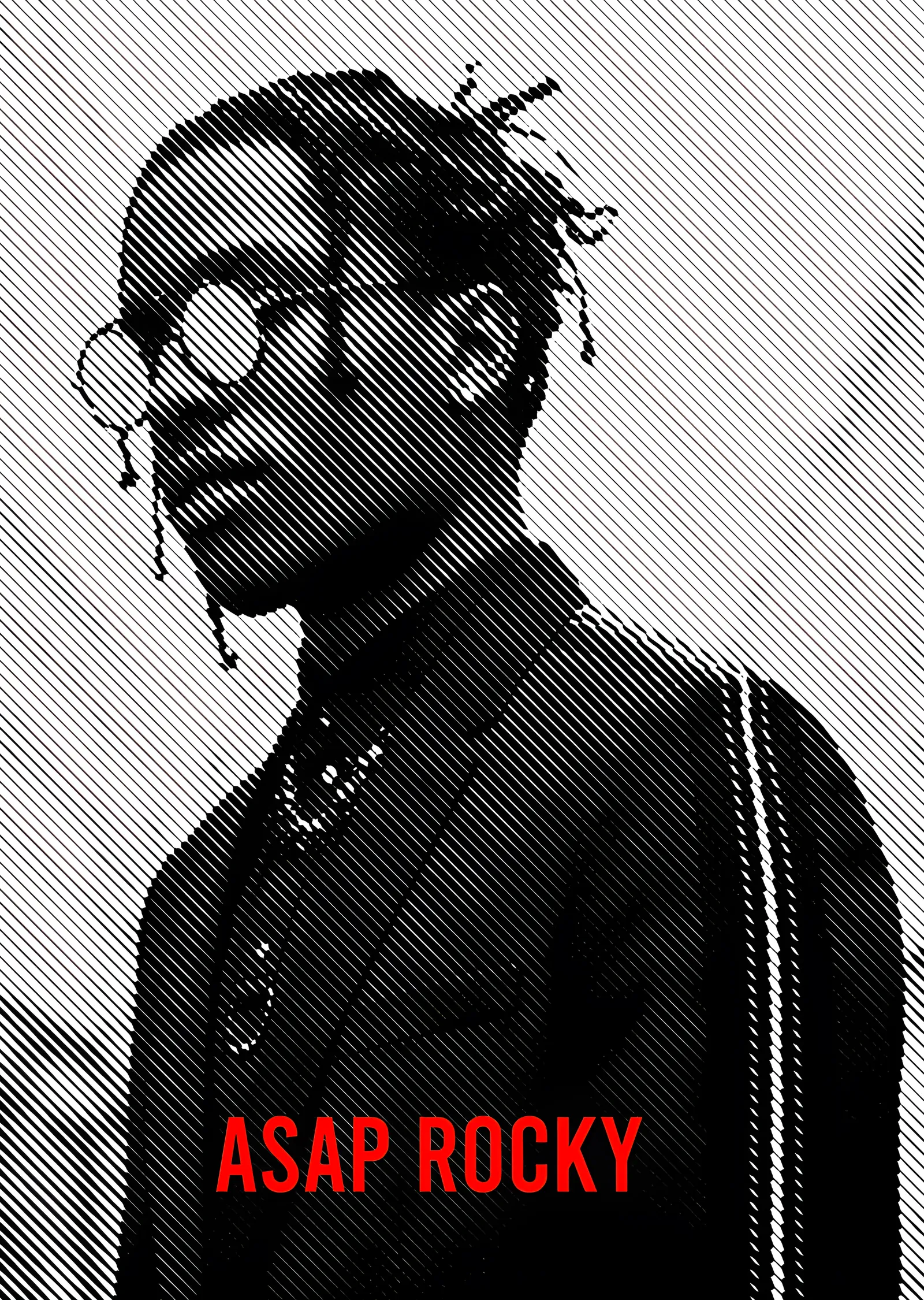 ASAP Rocky - Gri Halftone Portre metal tablo