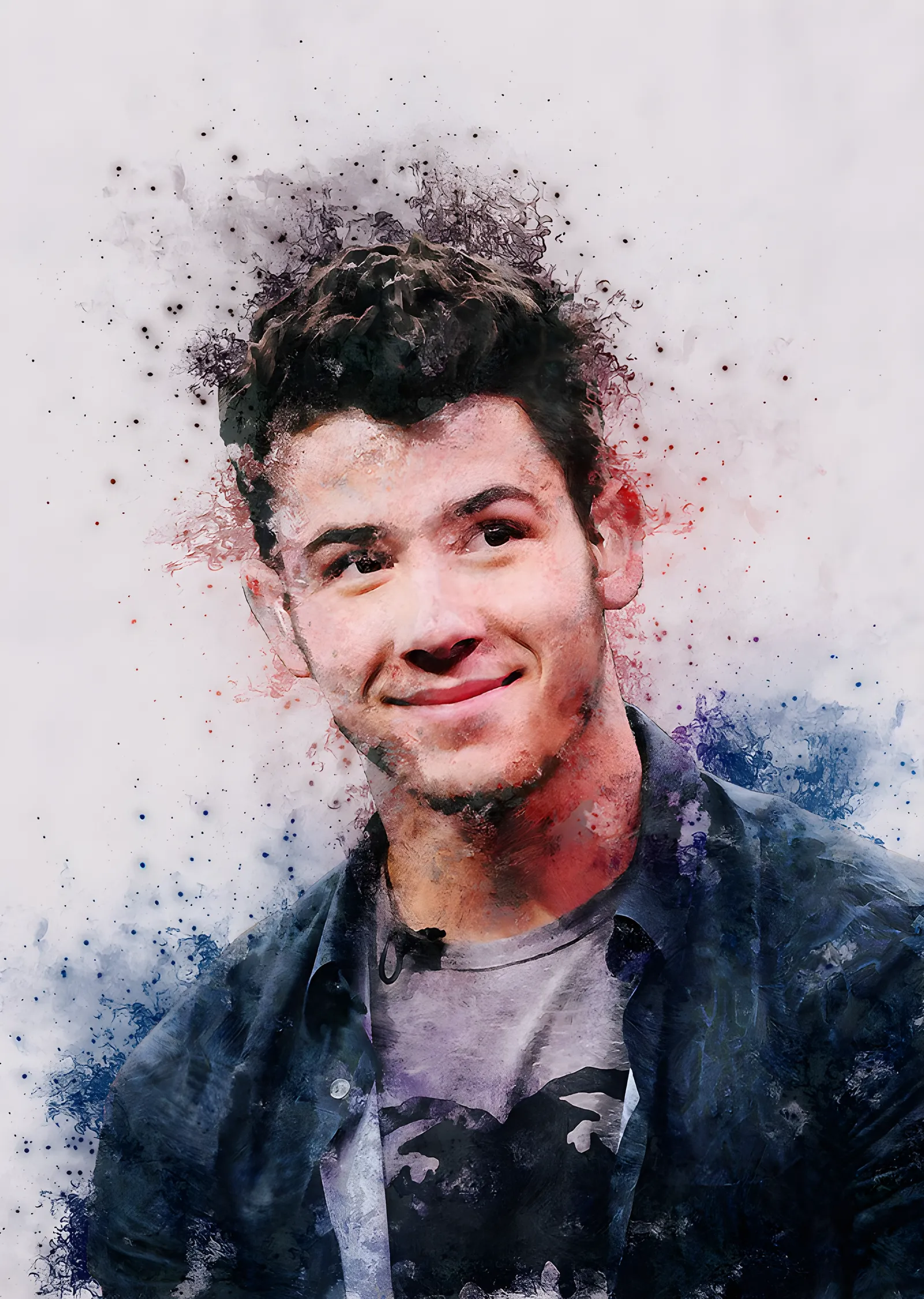 Nick Jonas - Suluboya Portre metal tablo