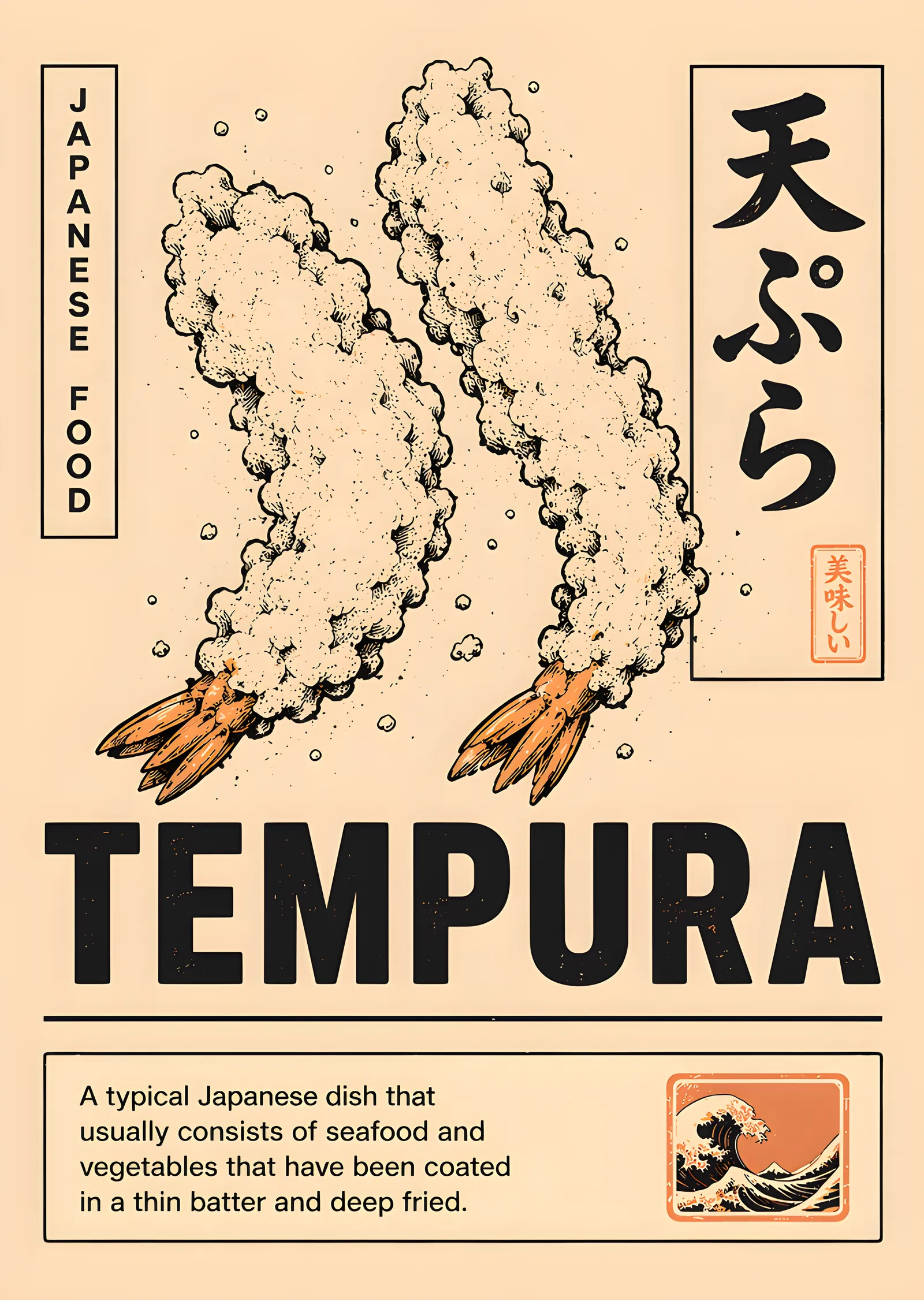 Tempura - Japon Mutfağı Afişi metal tablo