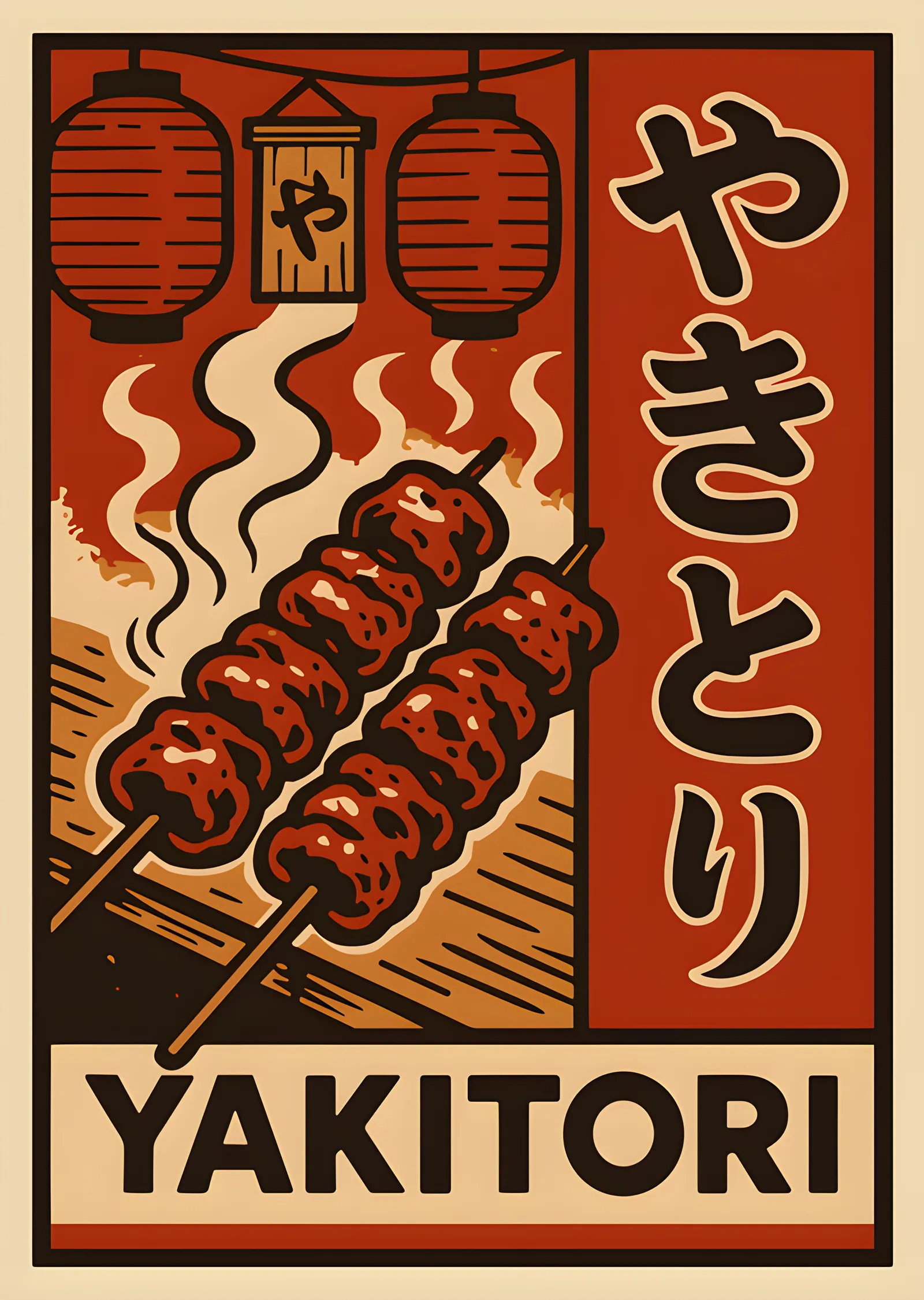 Yakitori - Kırmızı Fenerli Afiş metal tablo