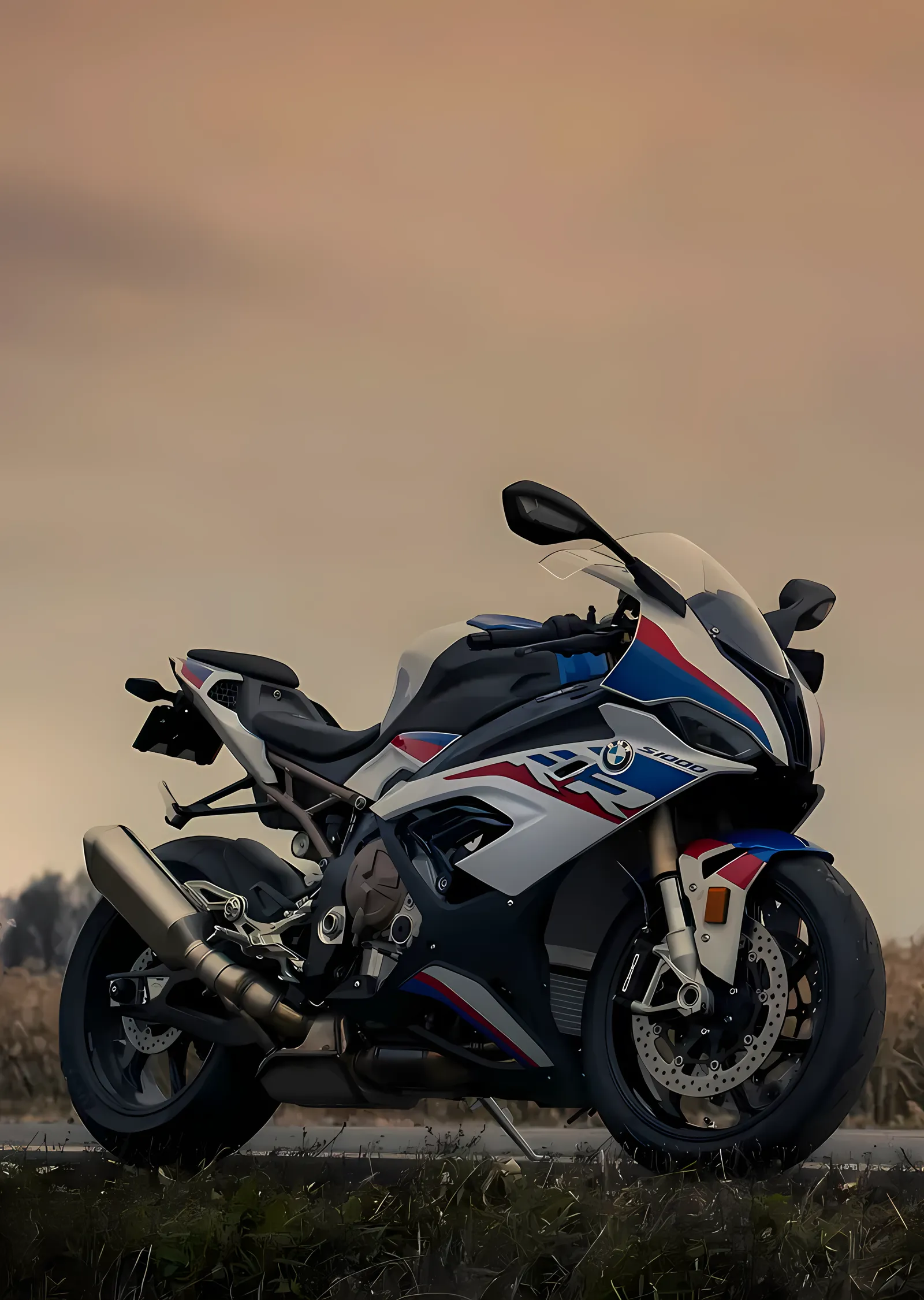 BMW S1000RR - Kır Yolunda Gün Batımı metal tablo