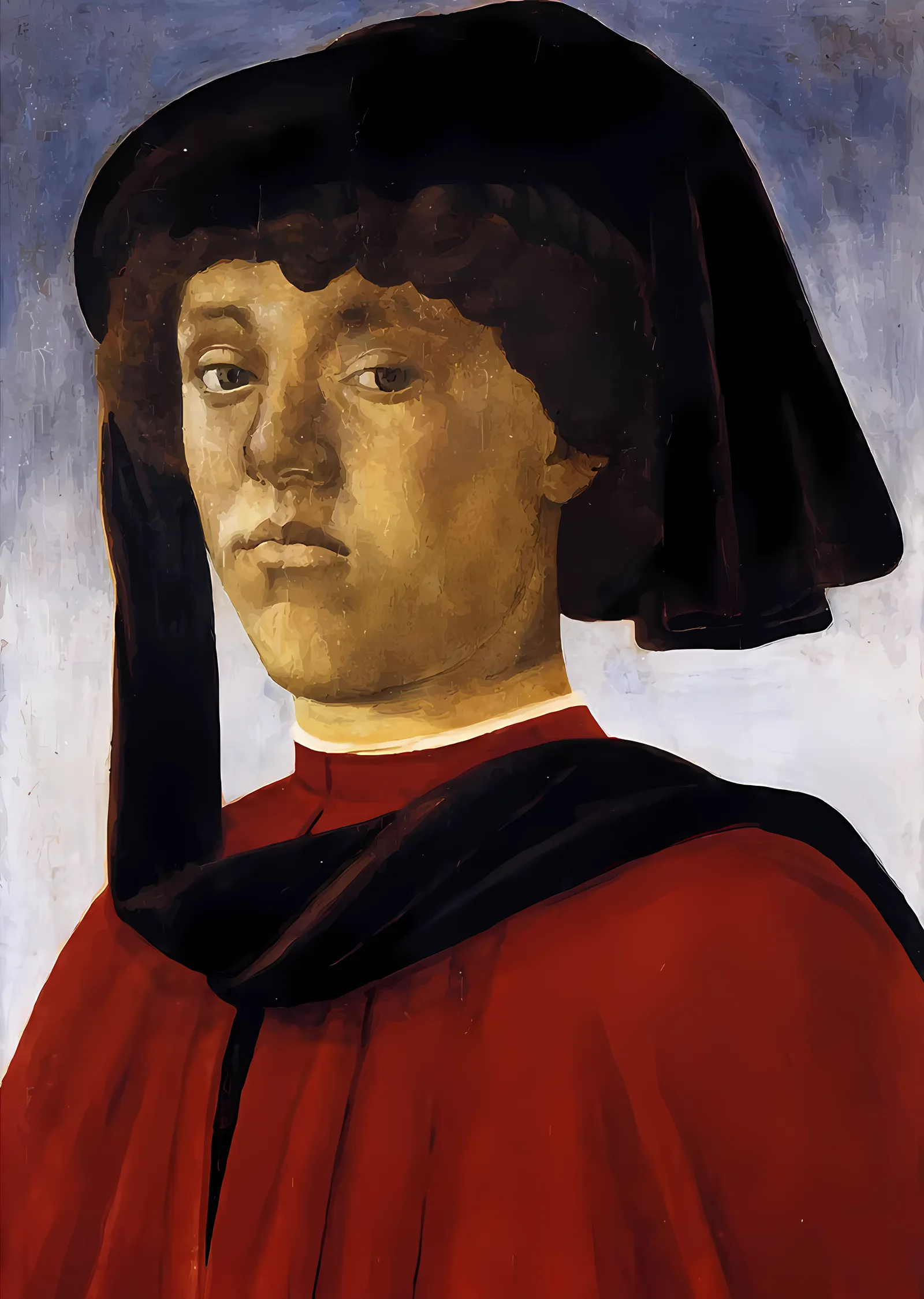 Botticelli - Kırmızı Pelerinli Genç metal tablo