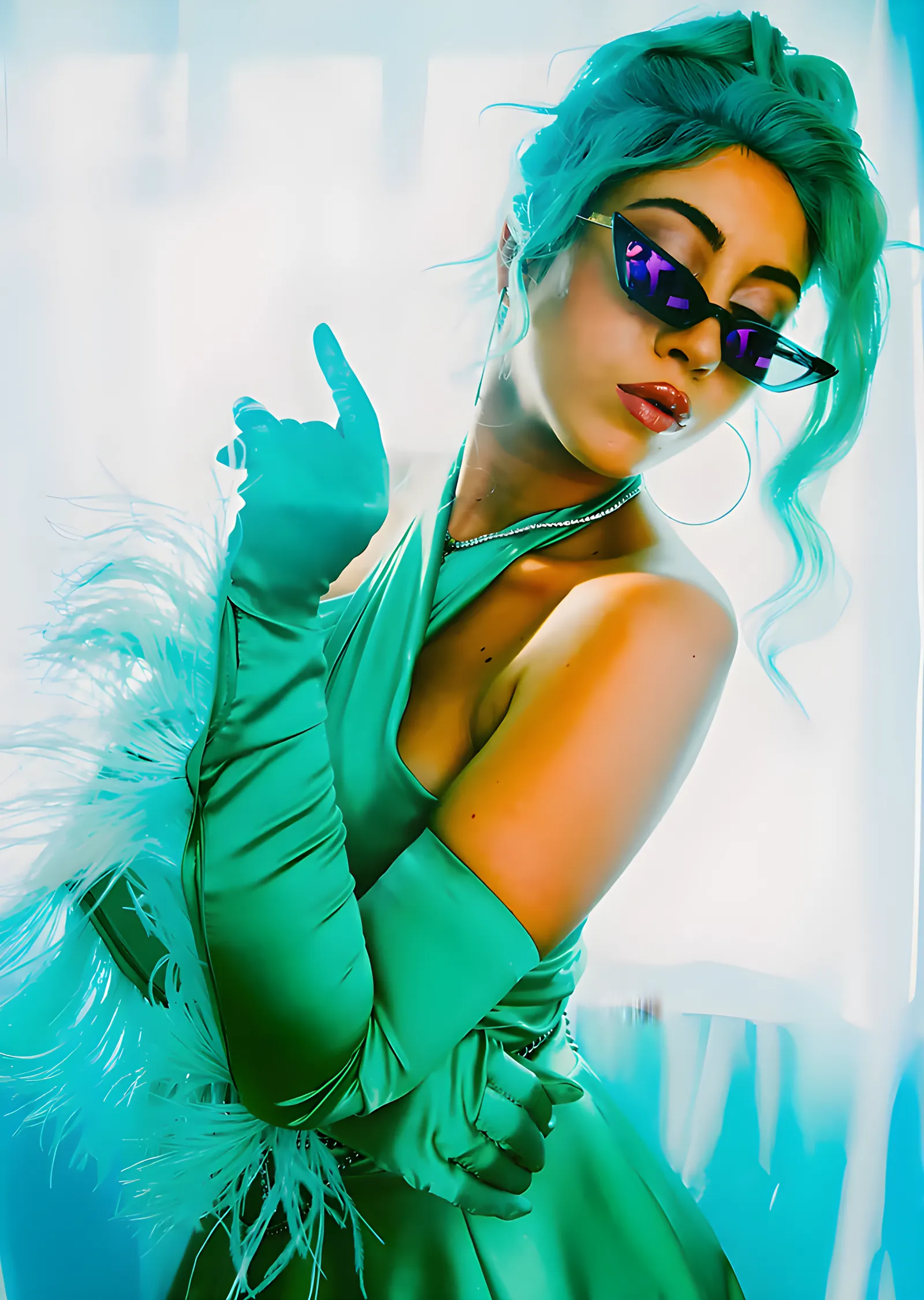 Kali Uchis: Yeşil metal tablo