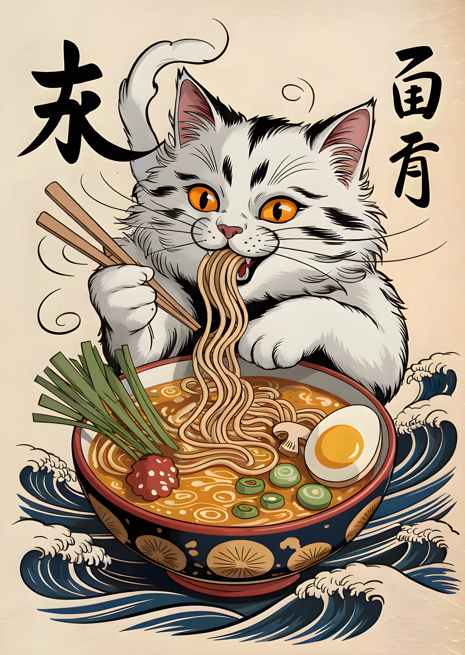 Ramen Yiyen Kedi metal tablo