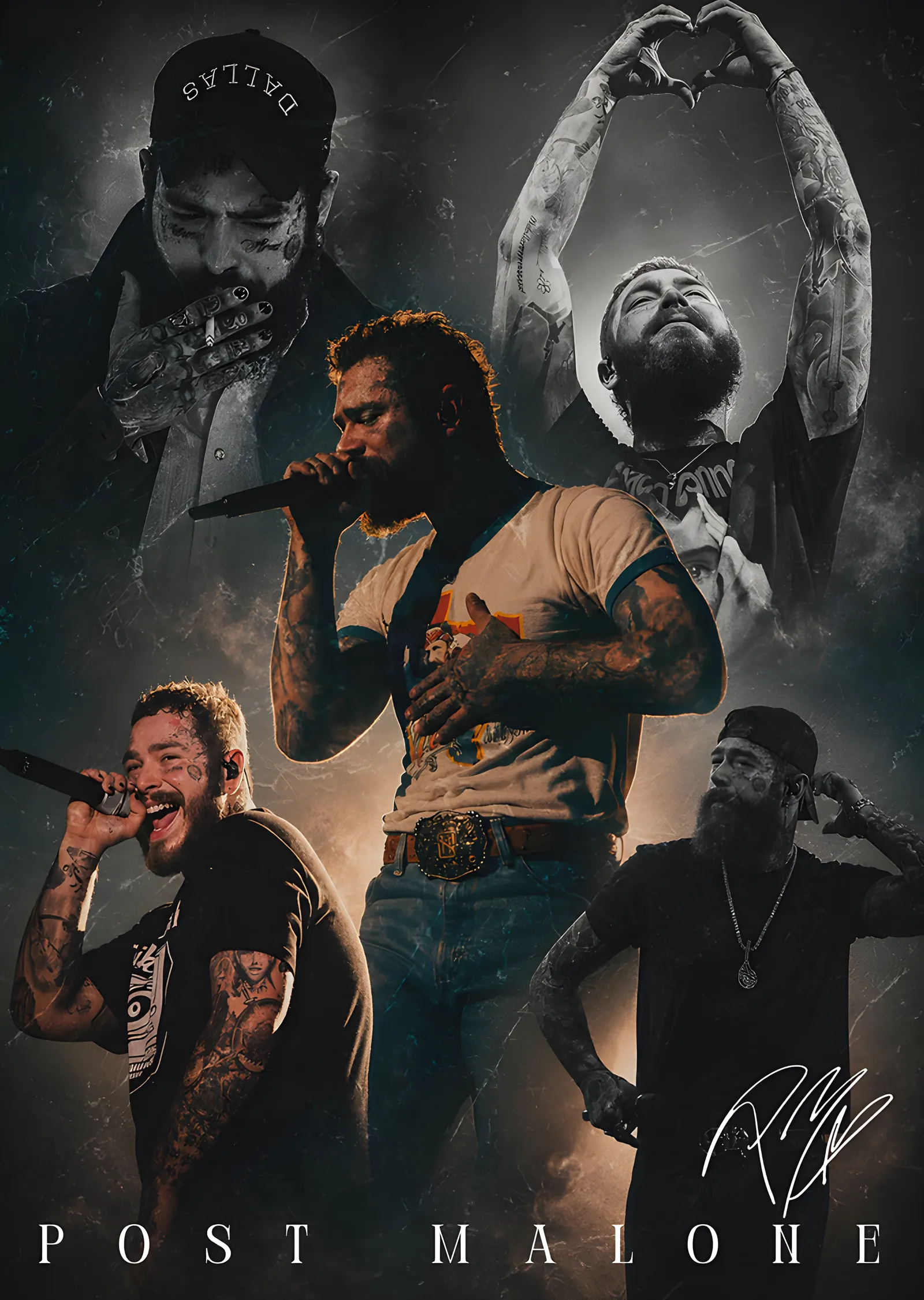 Post Malone - Kolaj Portre metal tablo