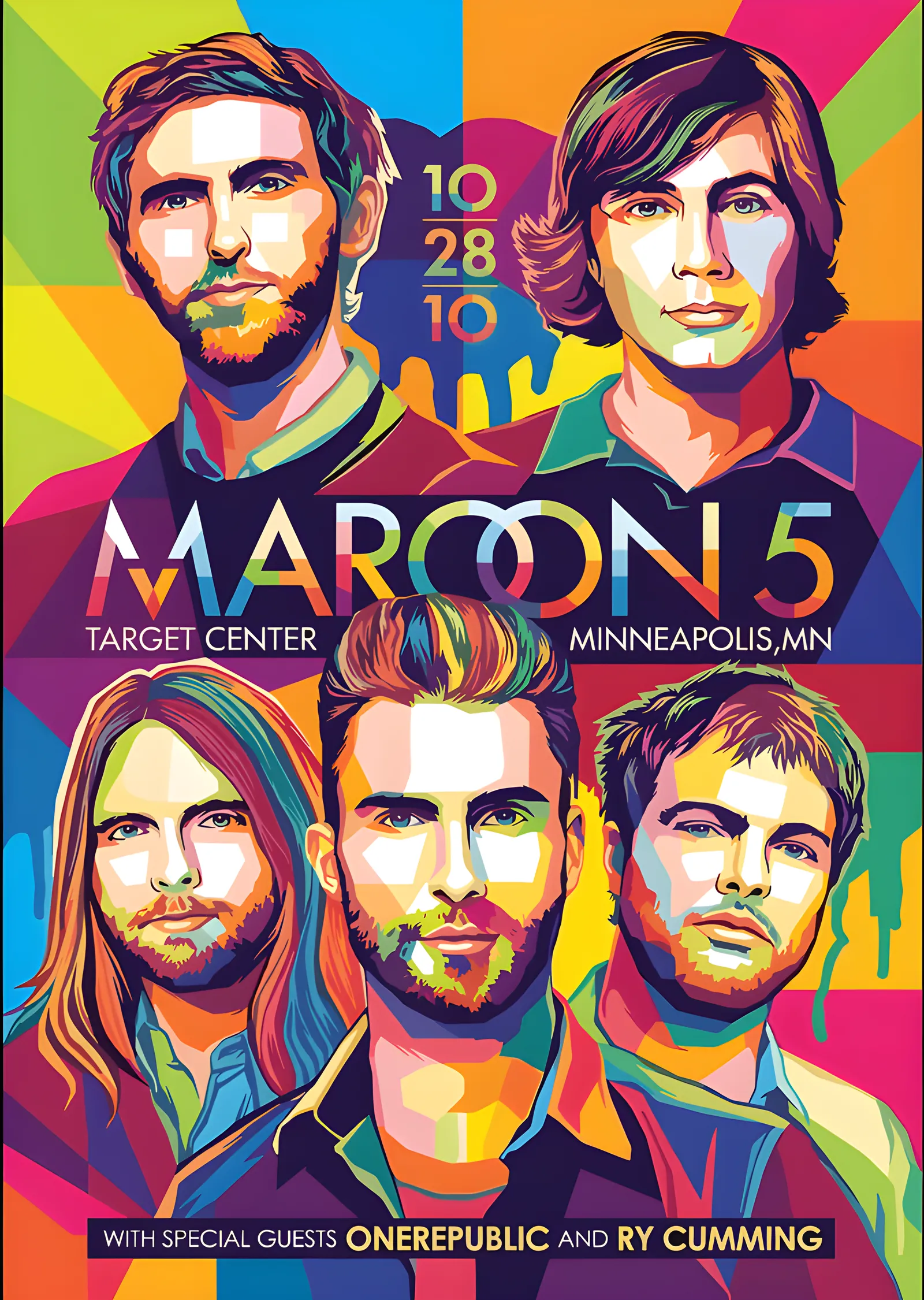Maroon 5 - Renkli Konser Afişi metal tablo