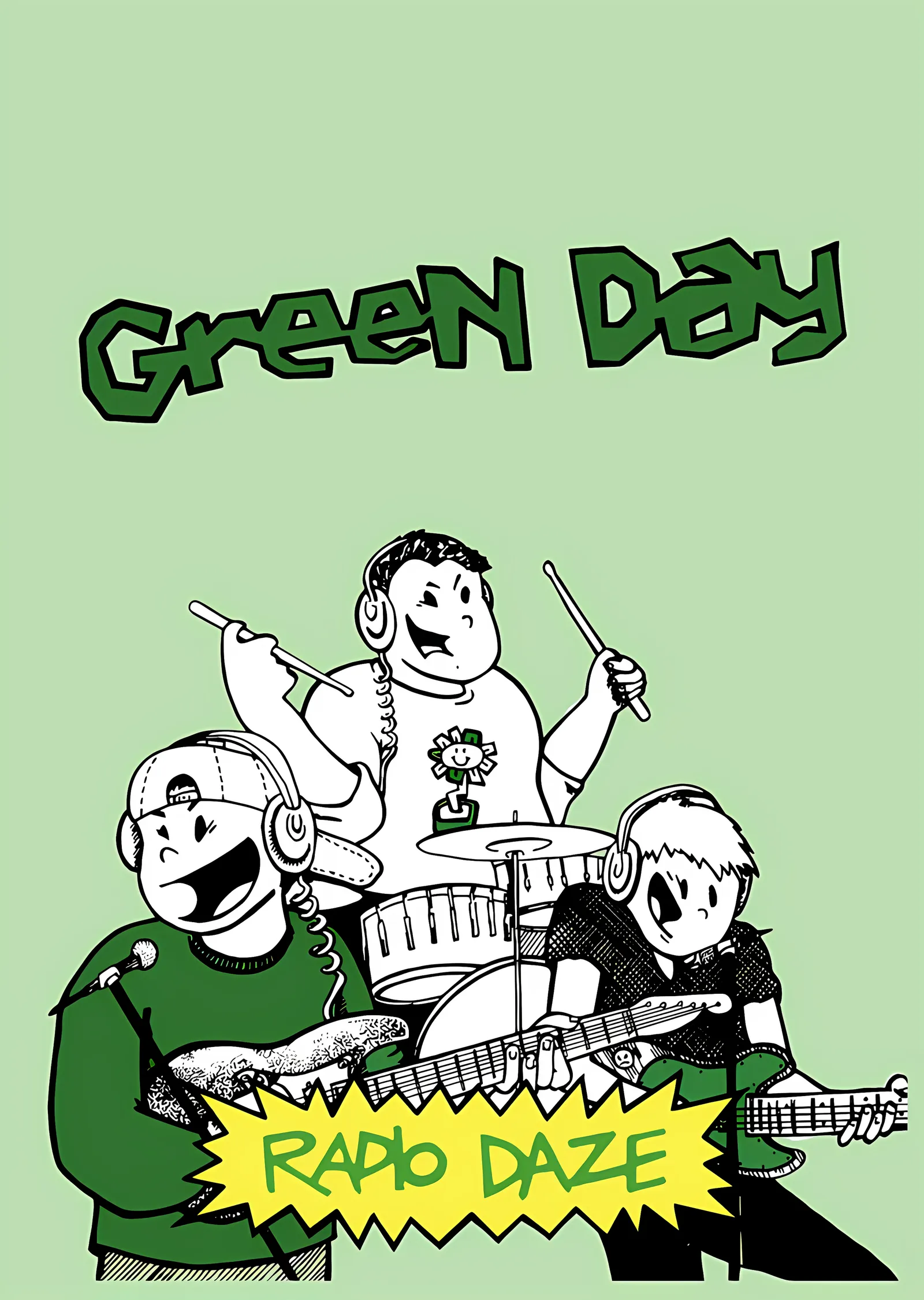 Green Day - Radio Daze Karikatürü metal tablo