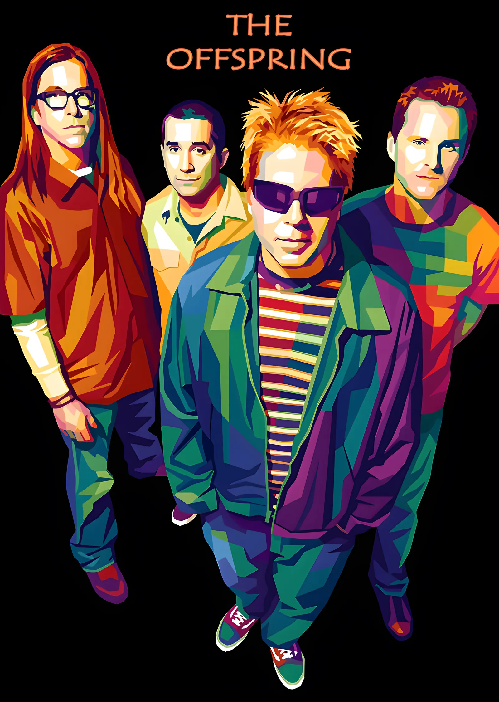The Offspring - Renk Bloklu Grup Portresi metal tablo