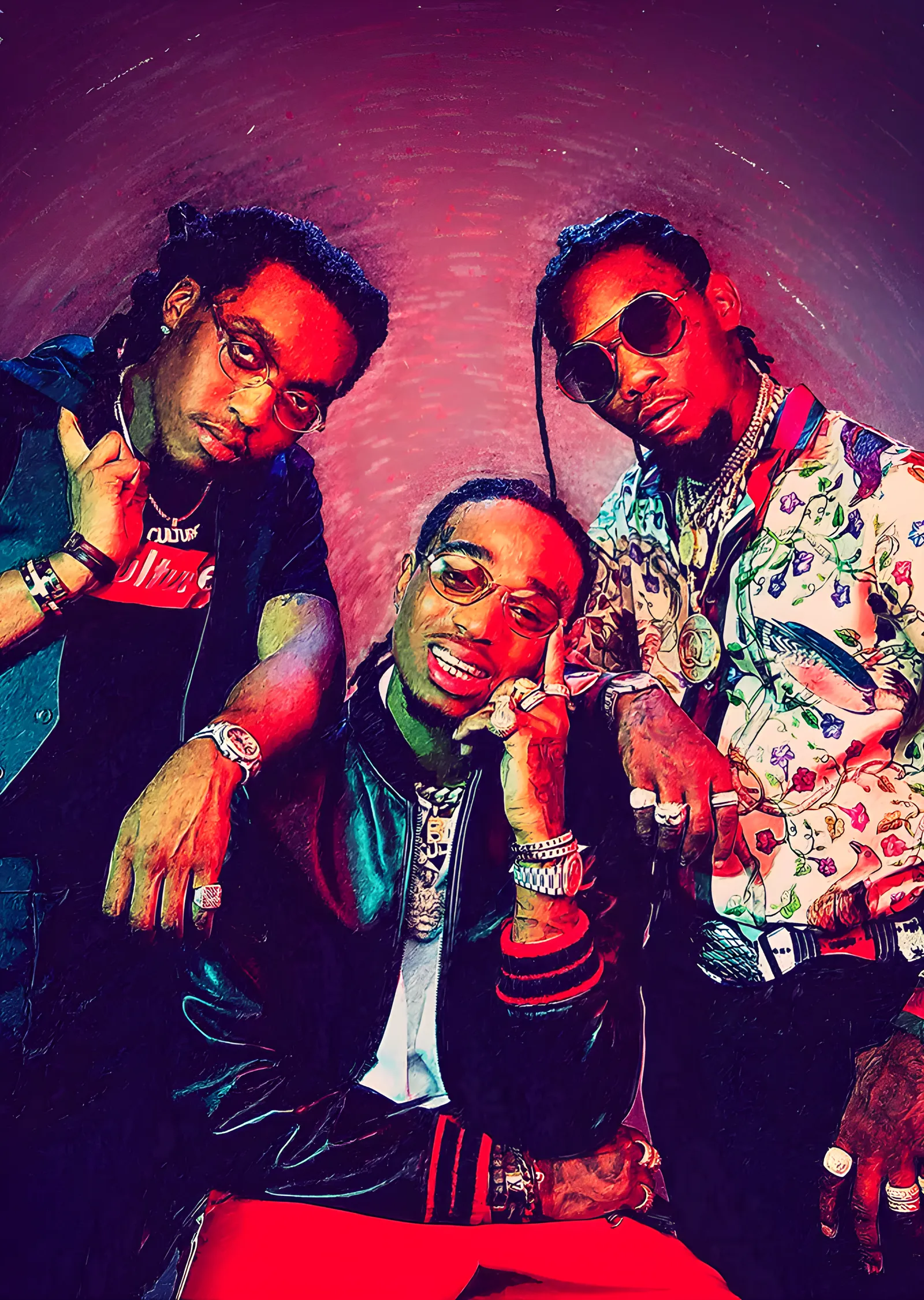 Migos - Renkli Grup Karesi metal tablo