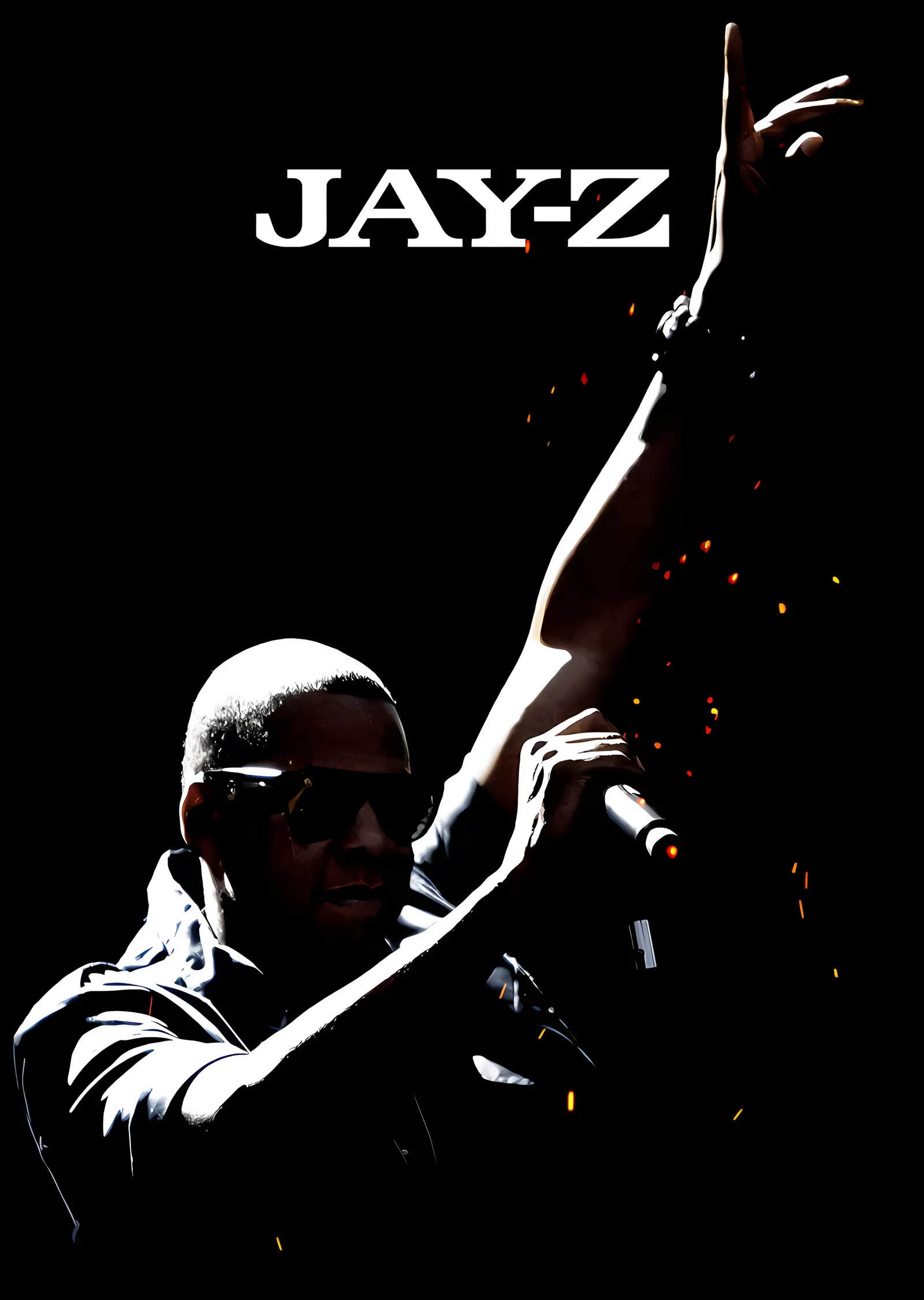 Jay-Z - Sahnede Siyah Beyaz Silüet metal tablo