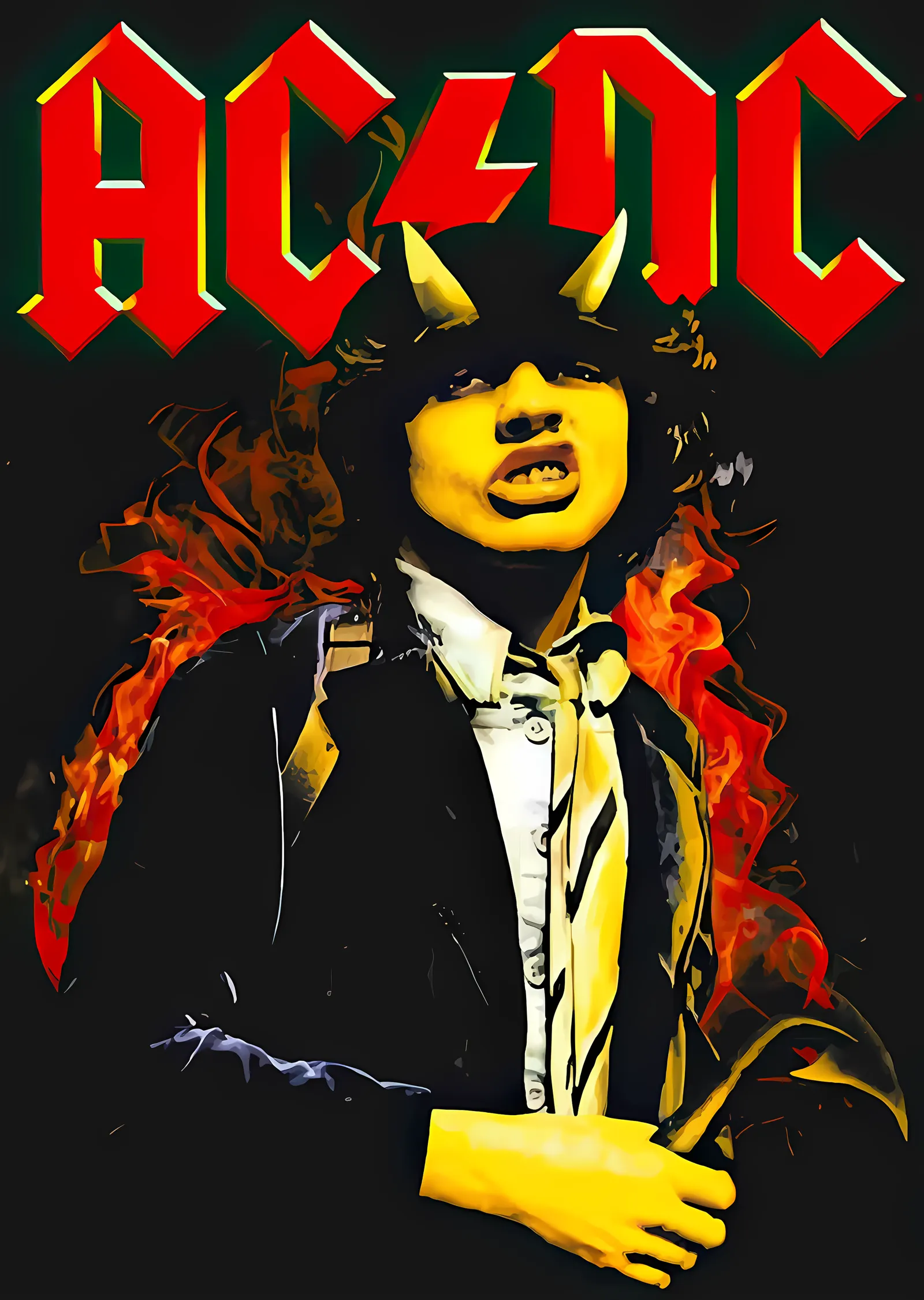 AC/DC - Alevli Angus Young Portresi metal tablo