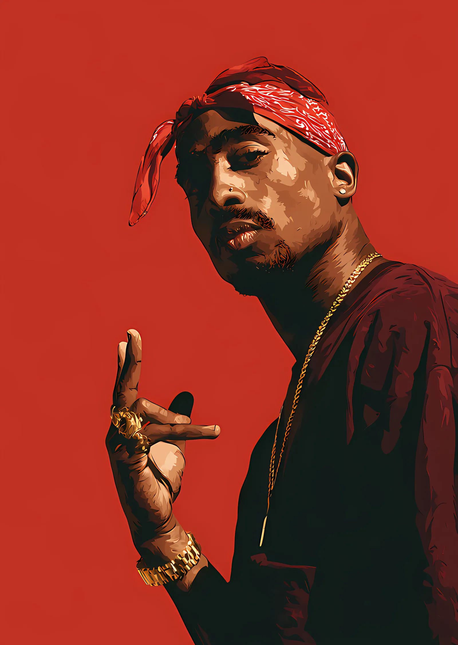 Tupac Shakur: Kırmızı Zemin Bandana metal tablo