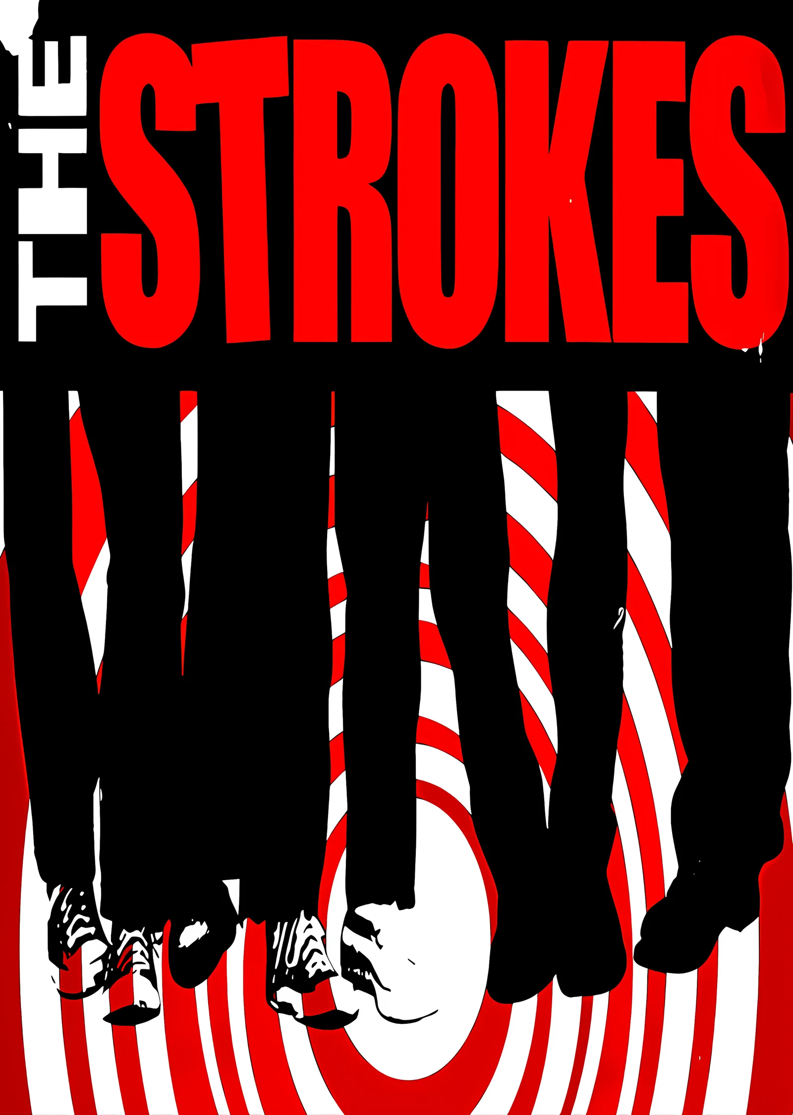 The Strokes - Kırmızı Beyaz Çizgili Afiş metal tablo