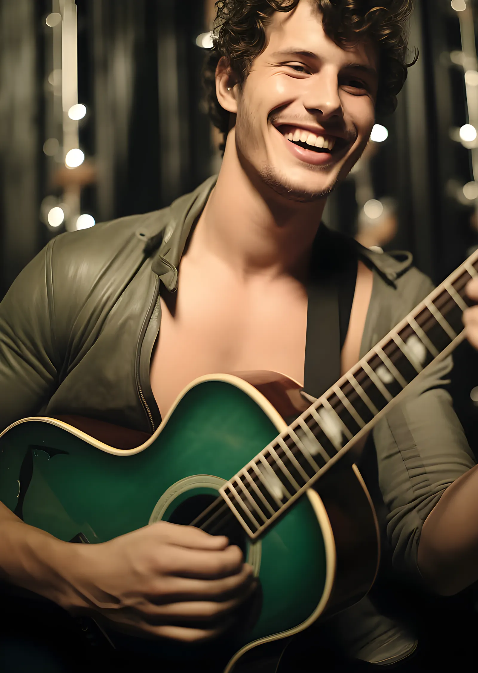 Shawn Mendes - Akustik Gitarla Gülümseme metal tablo