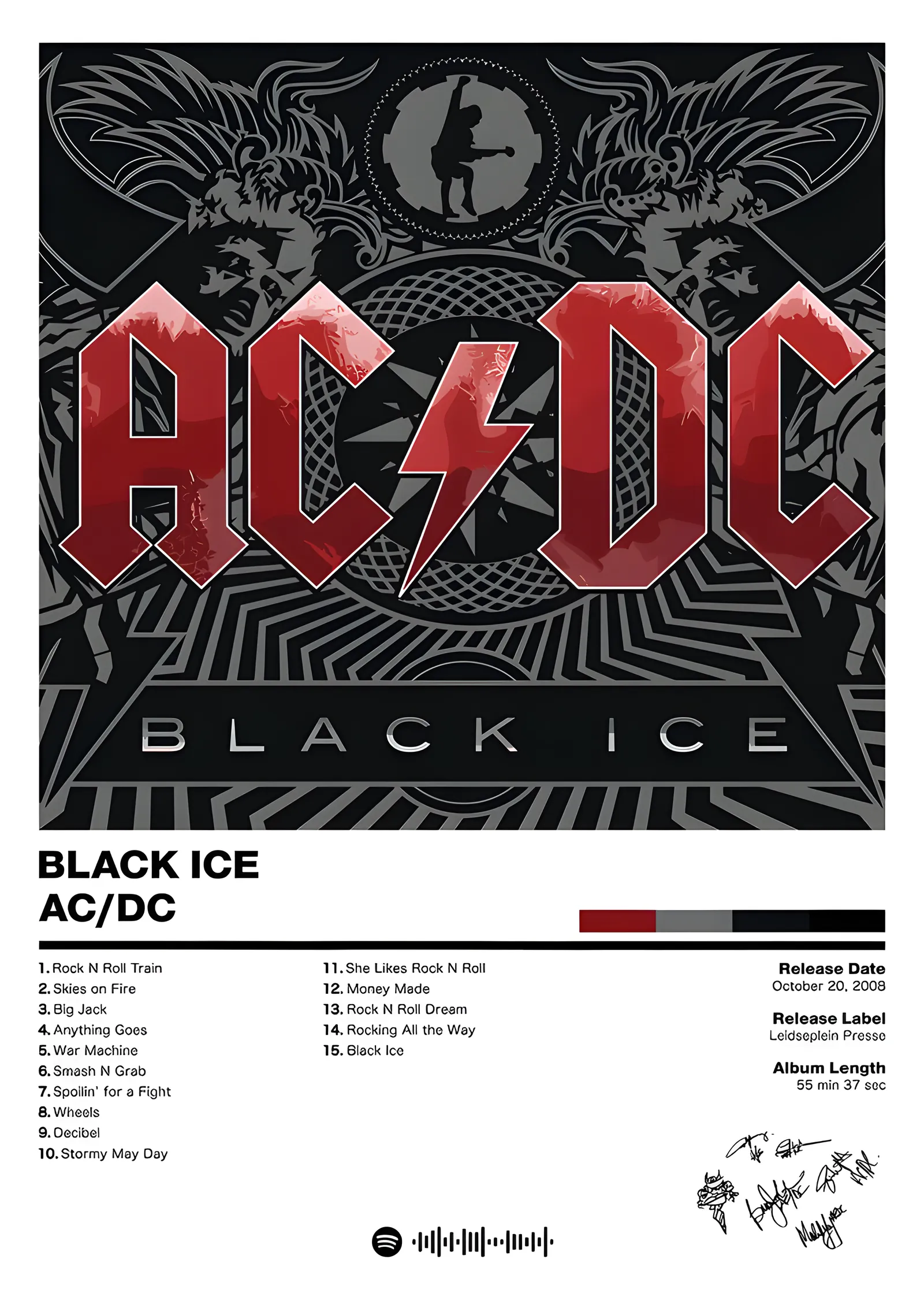 AC/DC - Black Ice Künyesi metal tablo