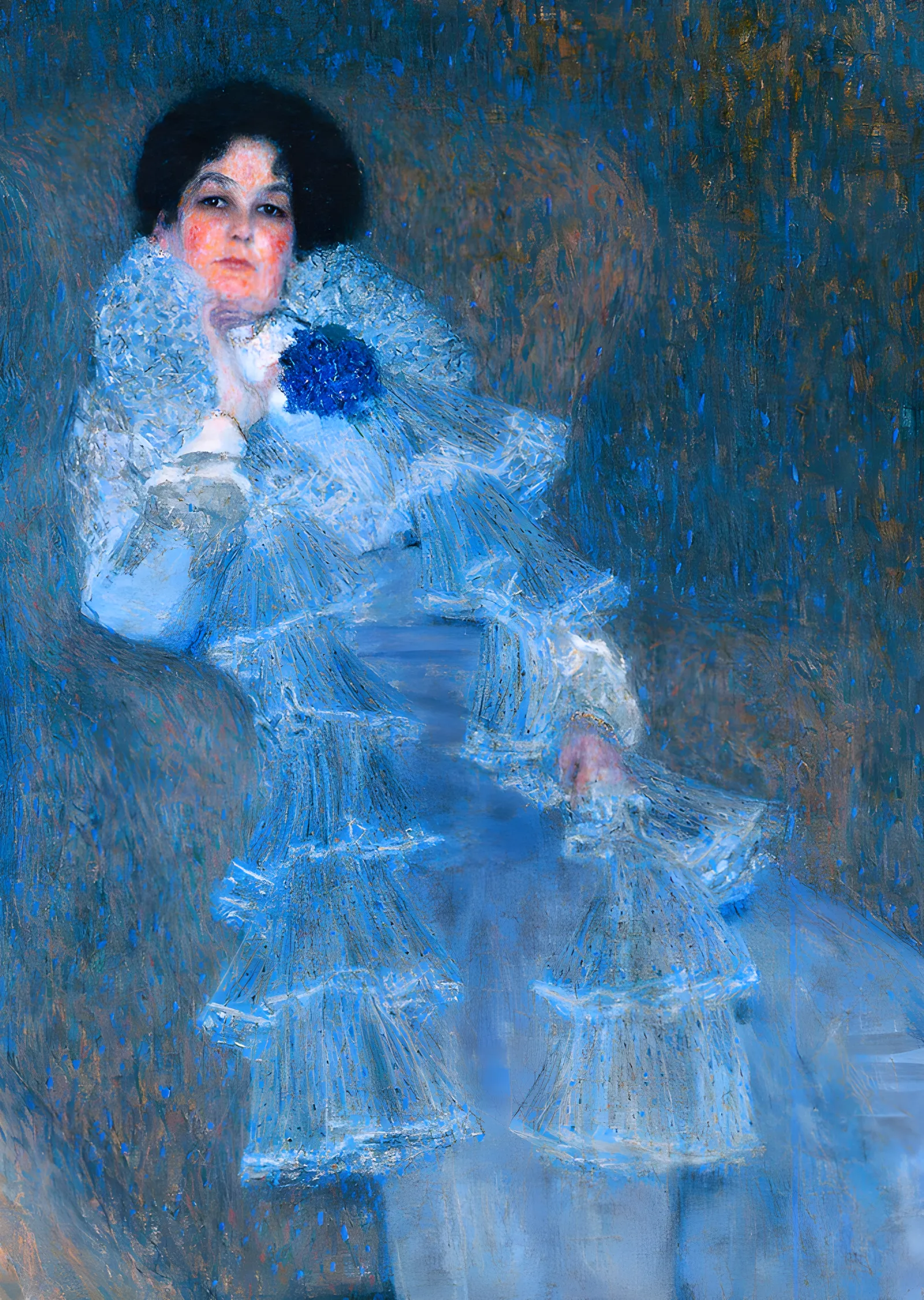 Gustav Klimt - Mavi Elbiseli Kadın metal tablo