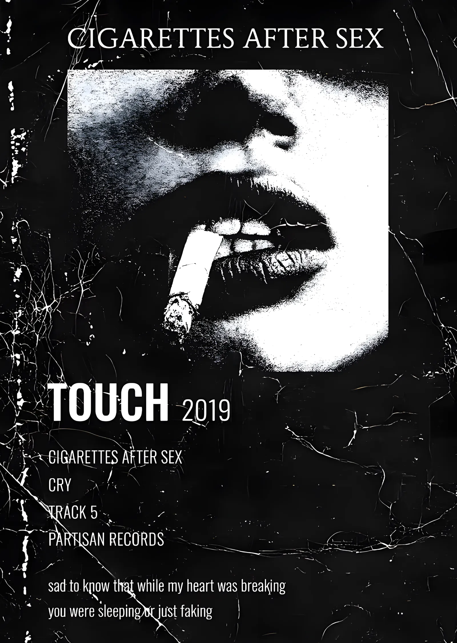 Cigarettes After Sex - Touch Künyesi metal tablo