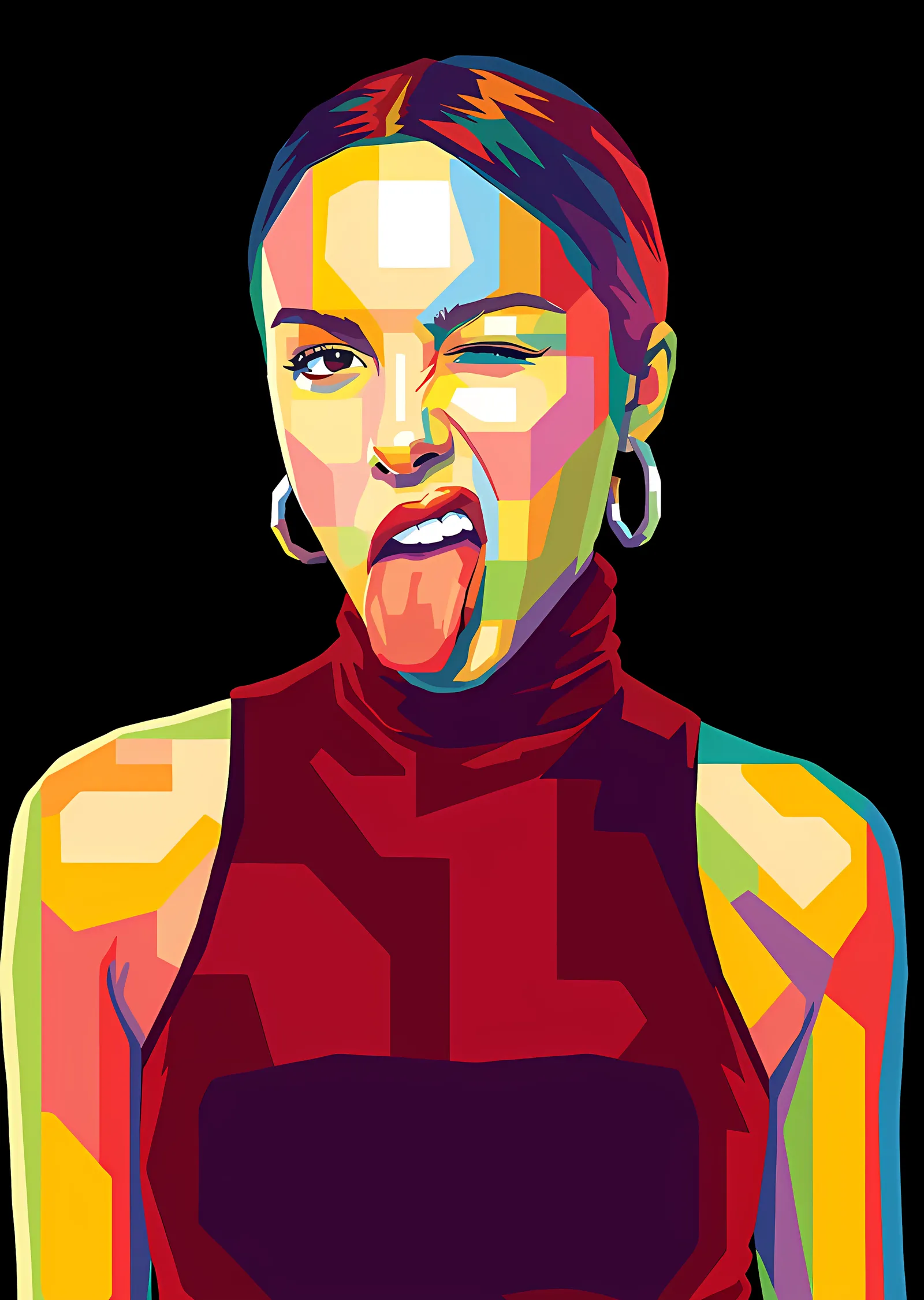 Dilini Çıkaran Kadın - Pop Art metal tablo