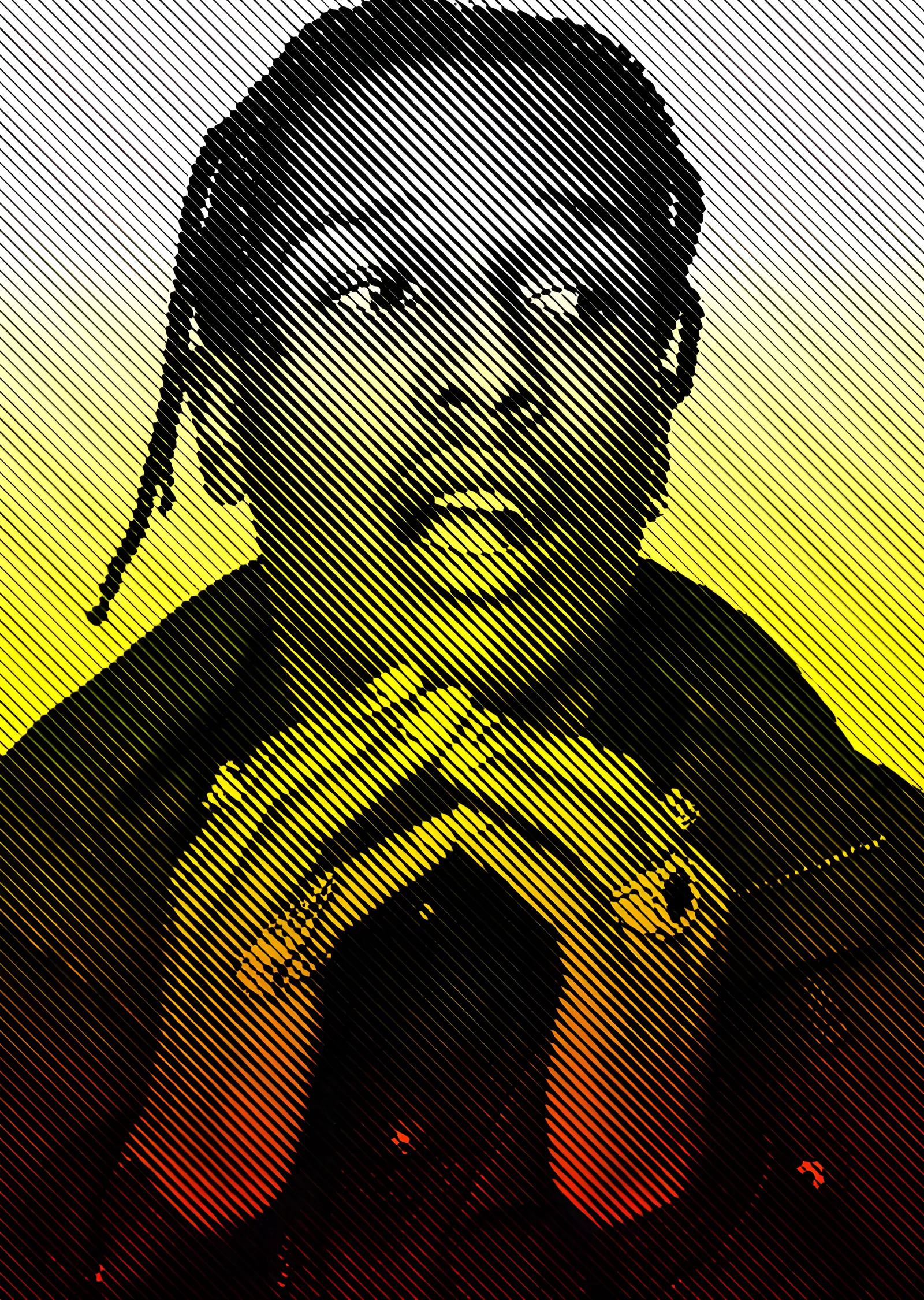 ASAP Rocky - Sarı Halftone Portre metal tablo