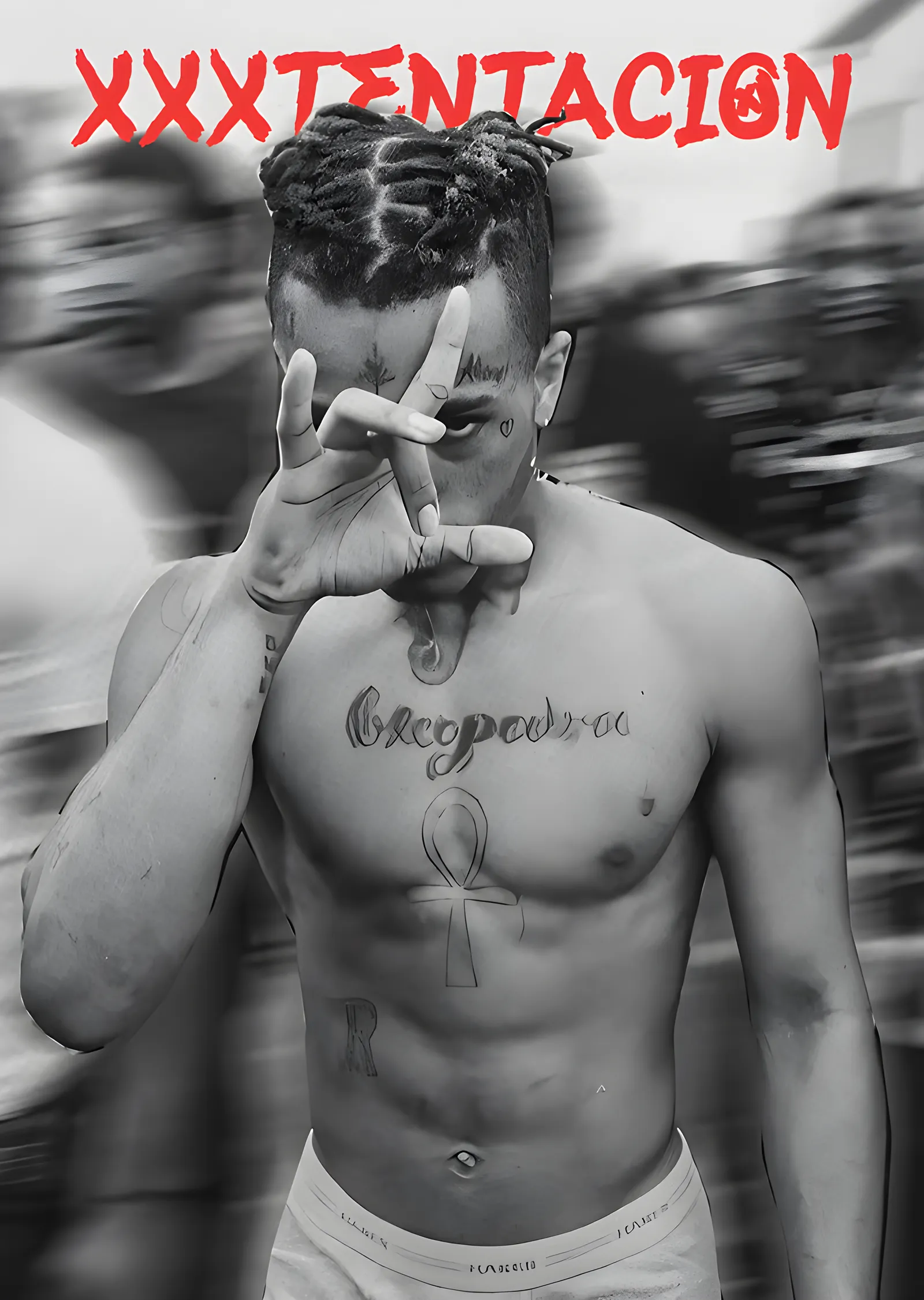 XXXTentacion - Siyah Beyaz Kalabalık Karesi metal tablo