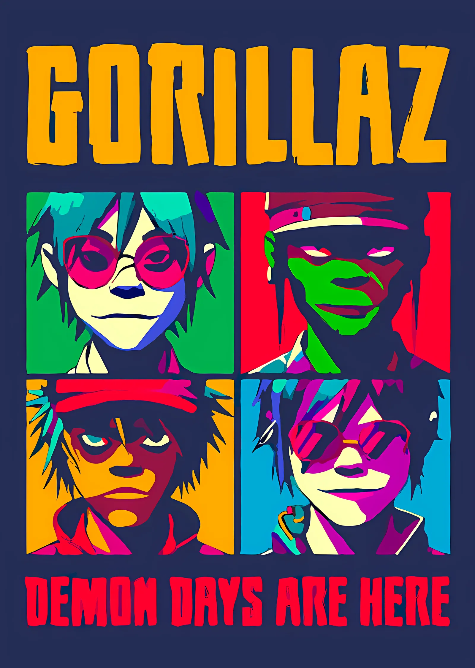 Gorillaz - Demon Days Pop Art metal tablo
